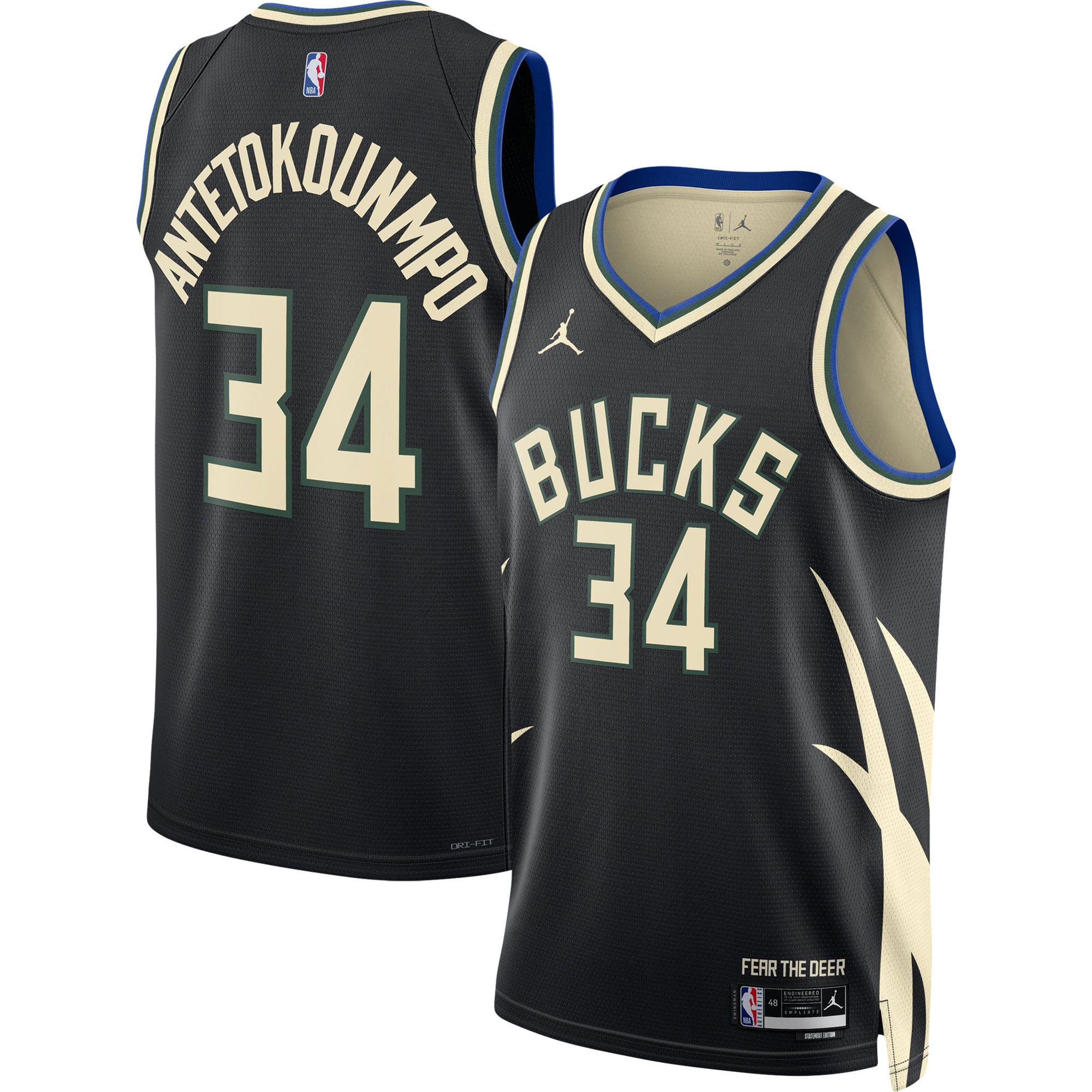 Giannis Antetokounmpo Milwaukee Bucks Jordans Brand Unisex Swingman Jersey - Statement Edition - Black
