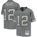 Jim Kelly Buffalo Bills Mitchell   Ness Youth 1990 Retired Player Metal Replica Jersey   Charcoal