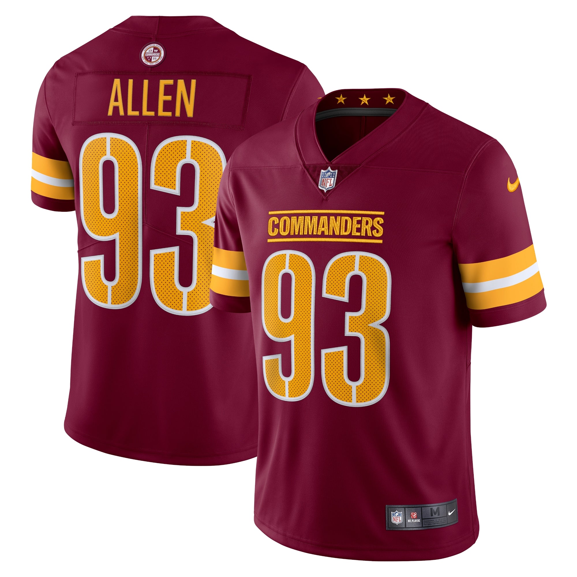 Jonathan Allen Washington Commanders Nike Vapor Limited Jersey   Burgundy