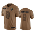 Men s Los Angeles Rams Matthew Stafford 2023 Brown Salute To Service Limited Stitched Jersey