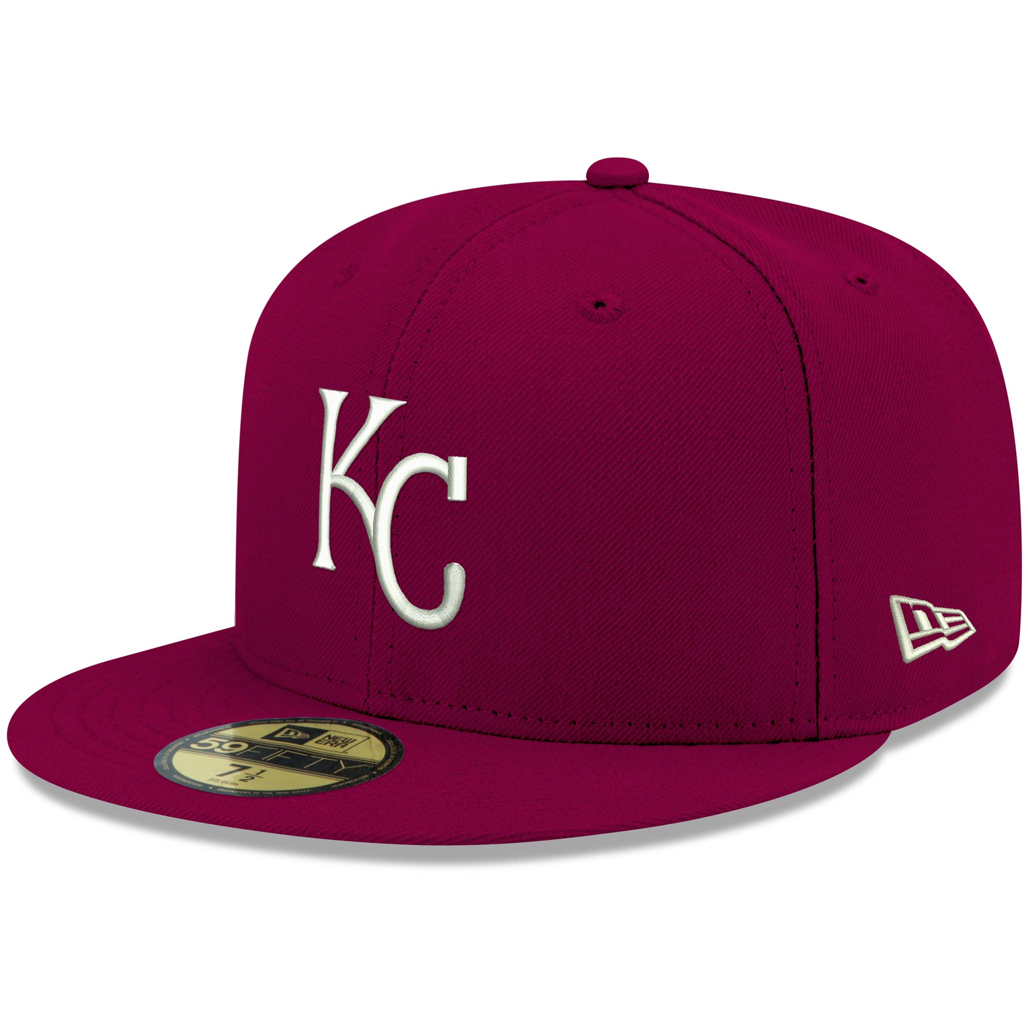 Kansas City Royals New Era White Logo 59FIFTY Fitted Hat - Cardinal
