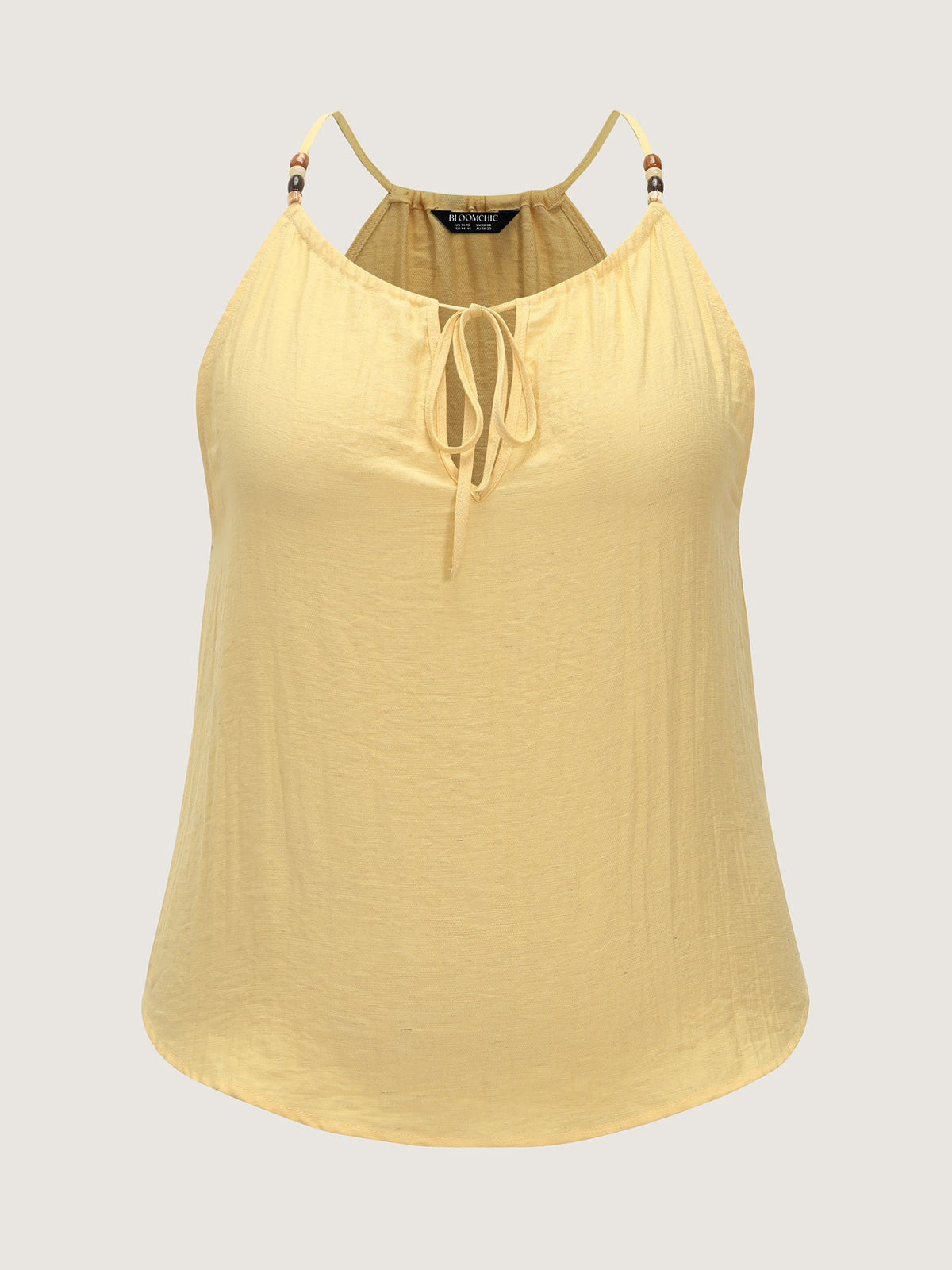 Linen Blend Halter Neckline Tank Top