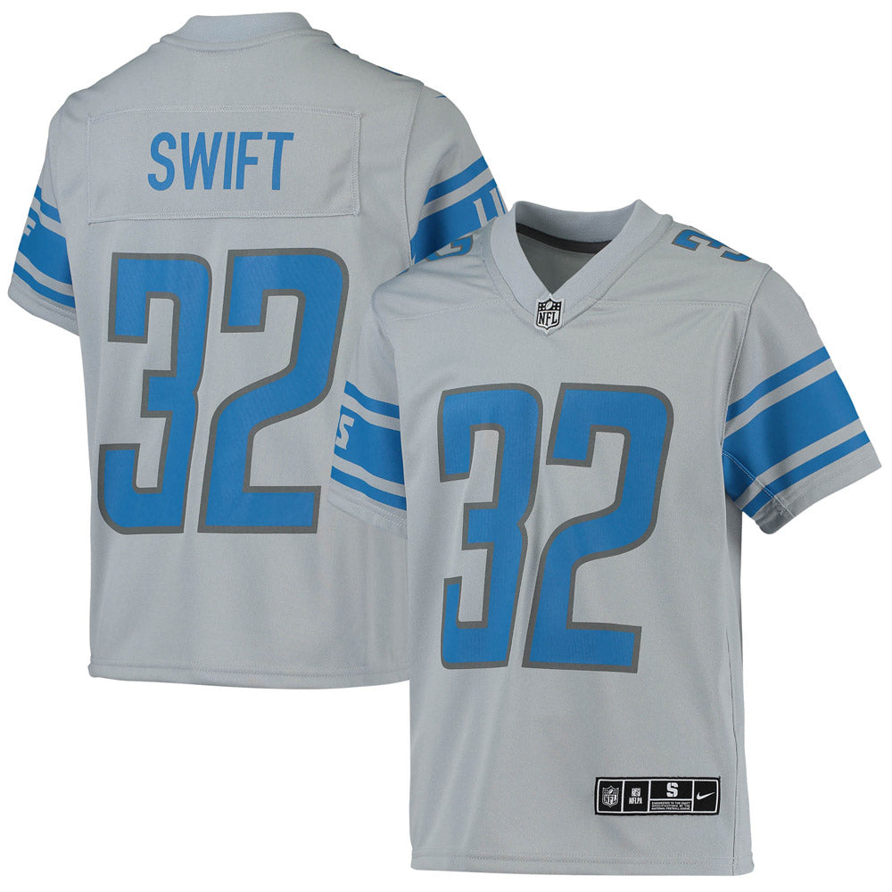 Youth Detroit Lions D Andre Swift Inverted Team Game Jersey Silver