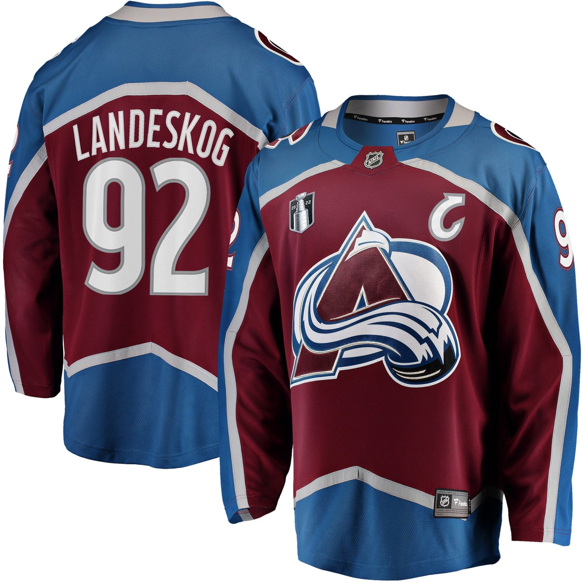 Men's Fanatics Branded Gabriel Landeskog Burgundy Colorado Avalanche Home 2022 Stanley Cup Final Breakaway Player Jersey