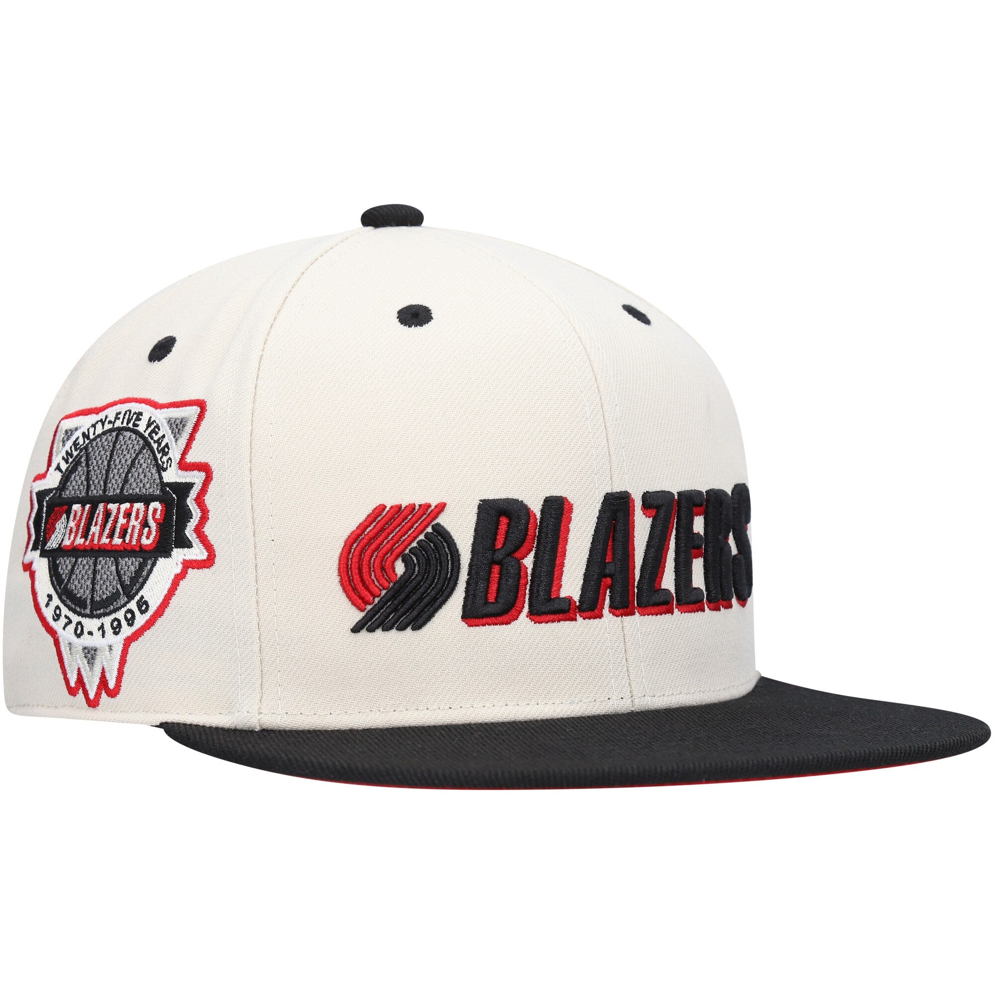 Portland Trail Blazers Mitchell & Ness 25 Years Hardwood Classics Fitted Hat - Cream/Black