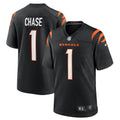 Men s Nike Ja Marr Chase Black Cincinnati Bengals 2021 NFL Draft First Round Pick Game Jersey
