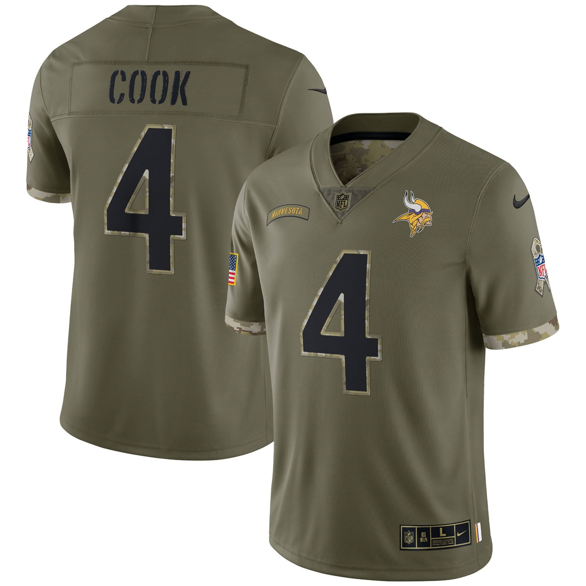 Men s Nike Dalvin Cook Olive Minnesota Vikings 2022 Salute To Service Limited Jersey