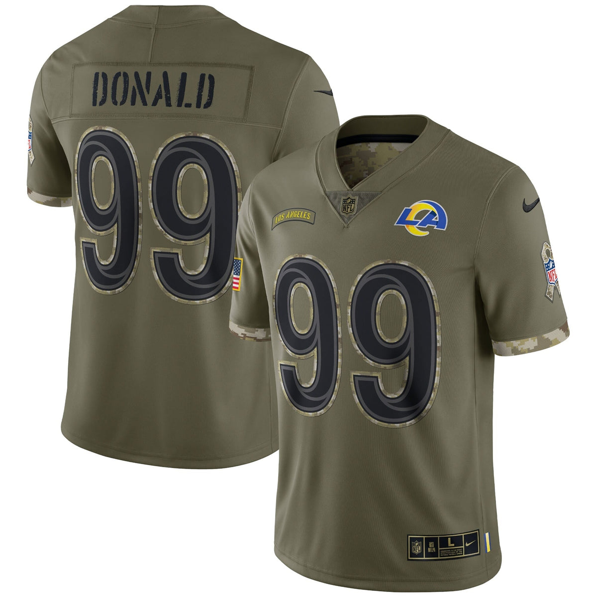 Men s Nike Aaron Donald Olive Los Angeles Rams 2022 Salute To Service Limited Jersey