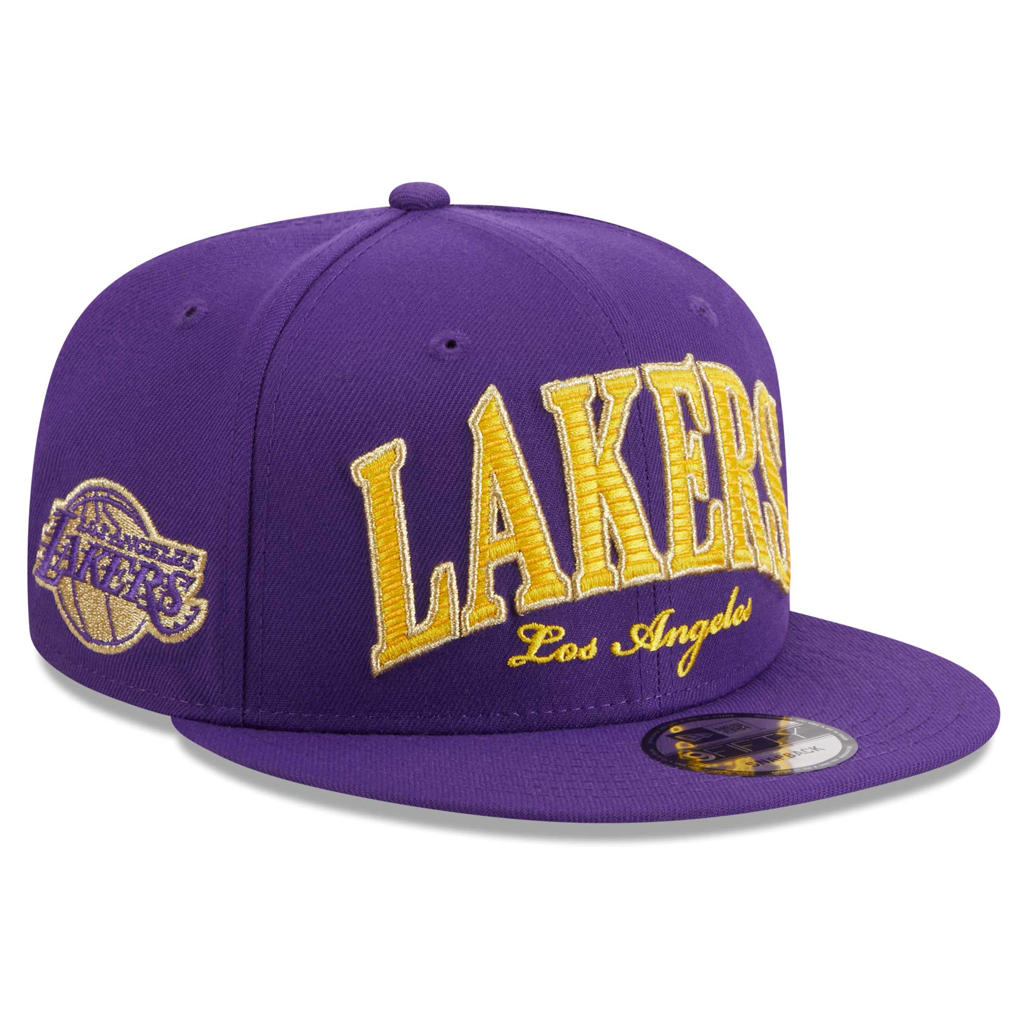 Los Angeles Lakers New Era Golden Tall Text 9FIFTY Snapback Hat - Purple