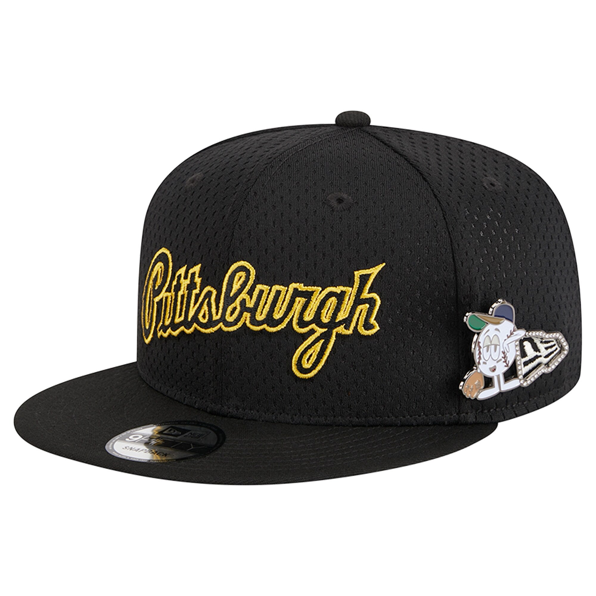 Pittsburgh Pirates New Era Post Up Pin 9FIFTY Snapback Hat - Black