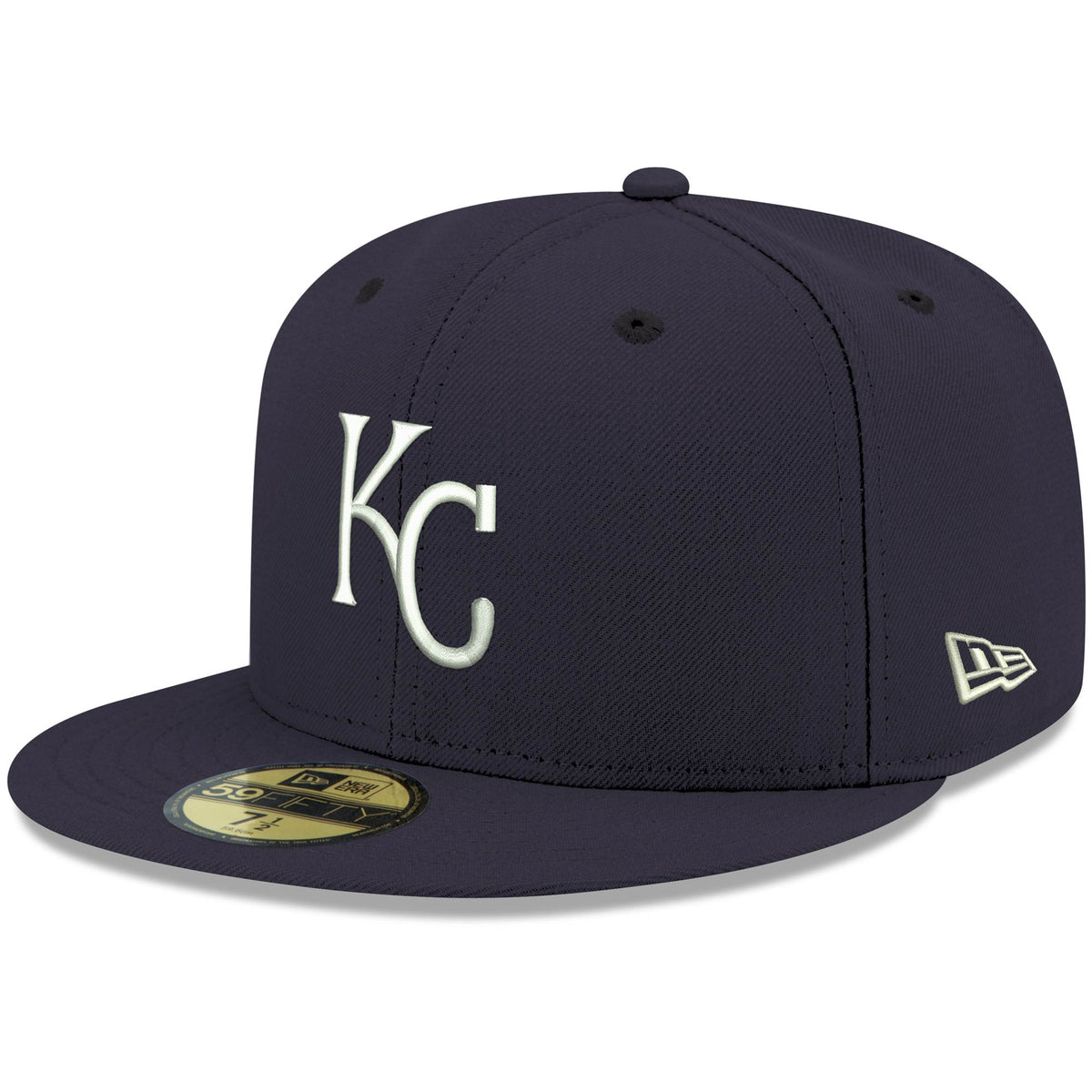 Kansas City Royals New Era White Logo 59FIFTY Fitted Hat - Navy