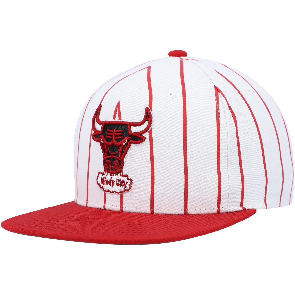 Chicago Bulls Mitchell & Ness Hardwood Classics Pinstripe Snapback Hat - White