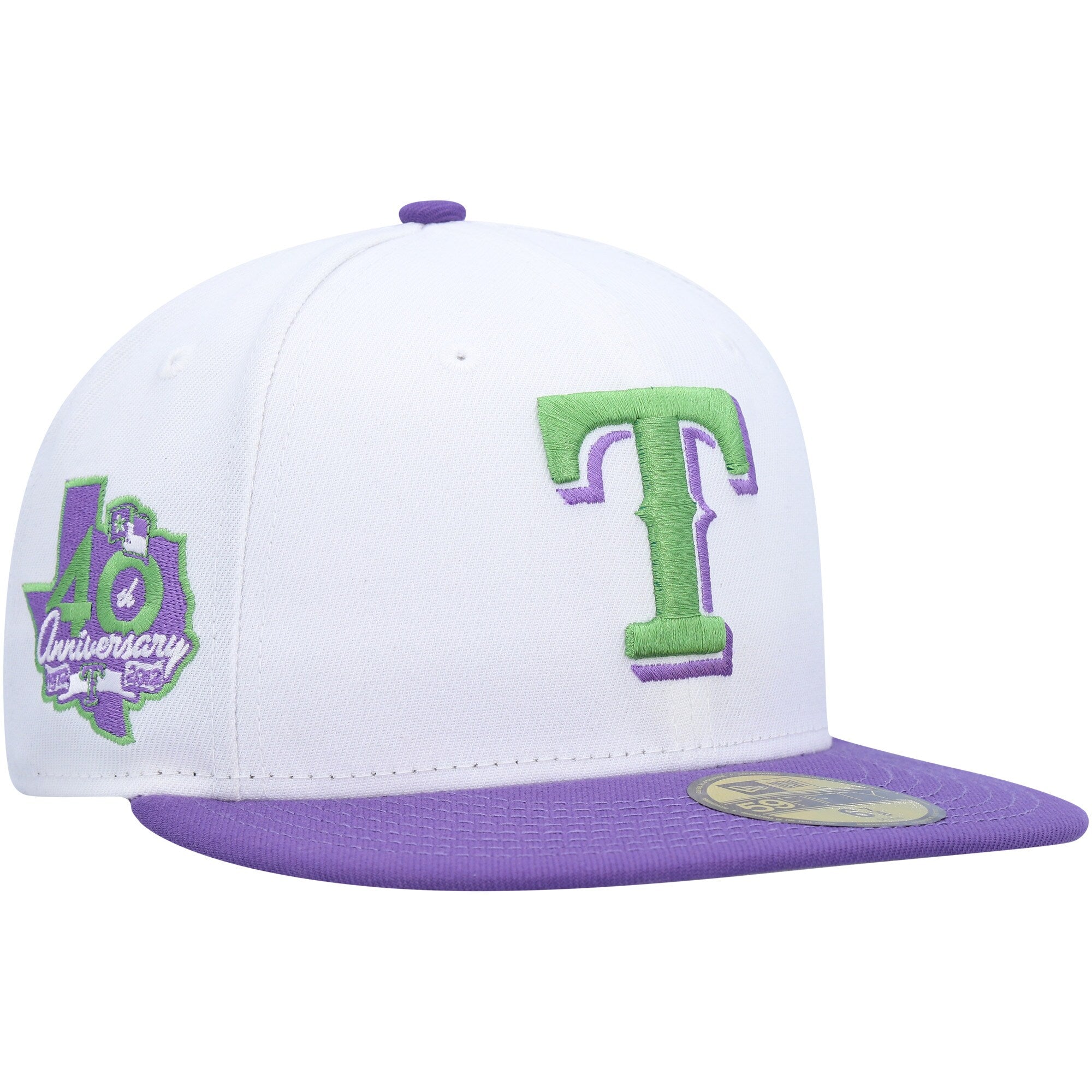Texas Rangers New Era 40th Anniversary Side Patch 59FIFTY Fitted Hat - White