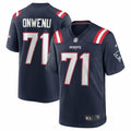 Men s Nike Mike Onwenu Navy New England Patriots Team Game Jersey