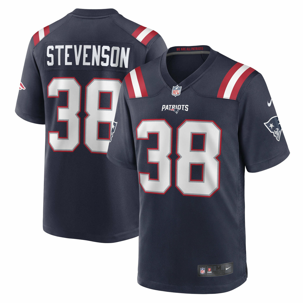 Men s Nike Rhamondre Stevenson Navy New England Patriots Game Jersey