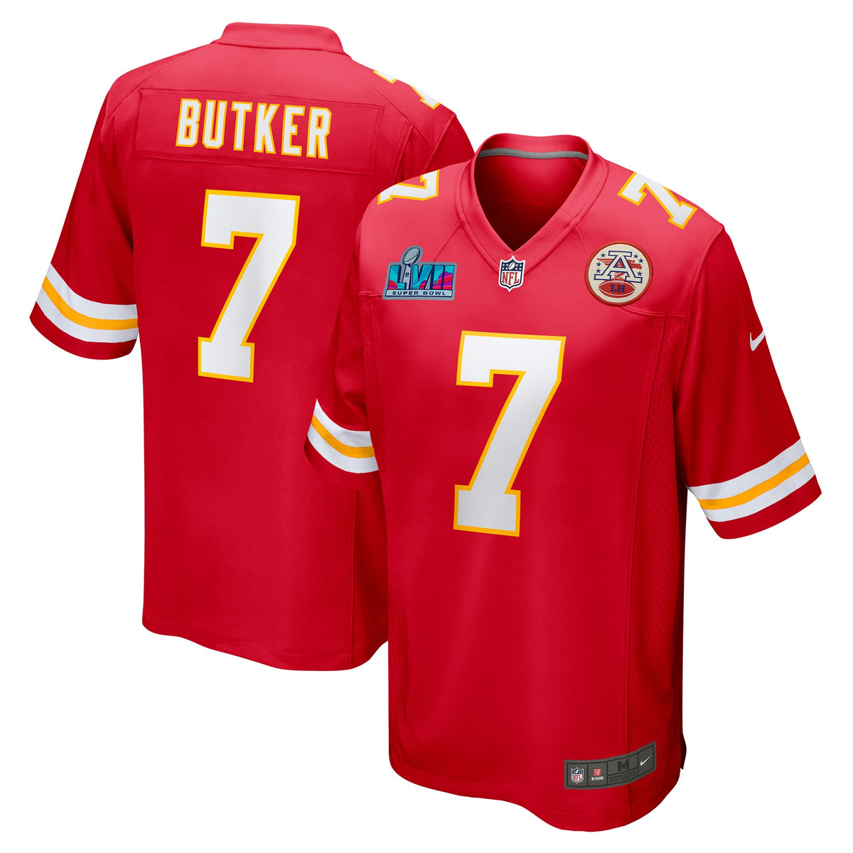 Harrison Butker Kansas City Chiefs Nike Super Bowl LVII Patch Game Jersey   Red
