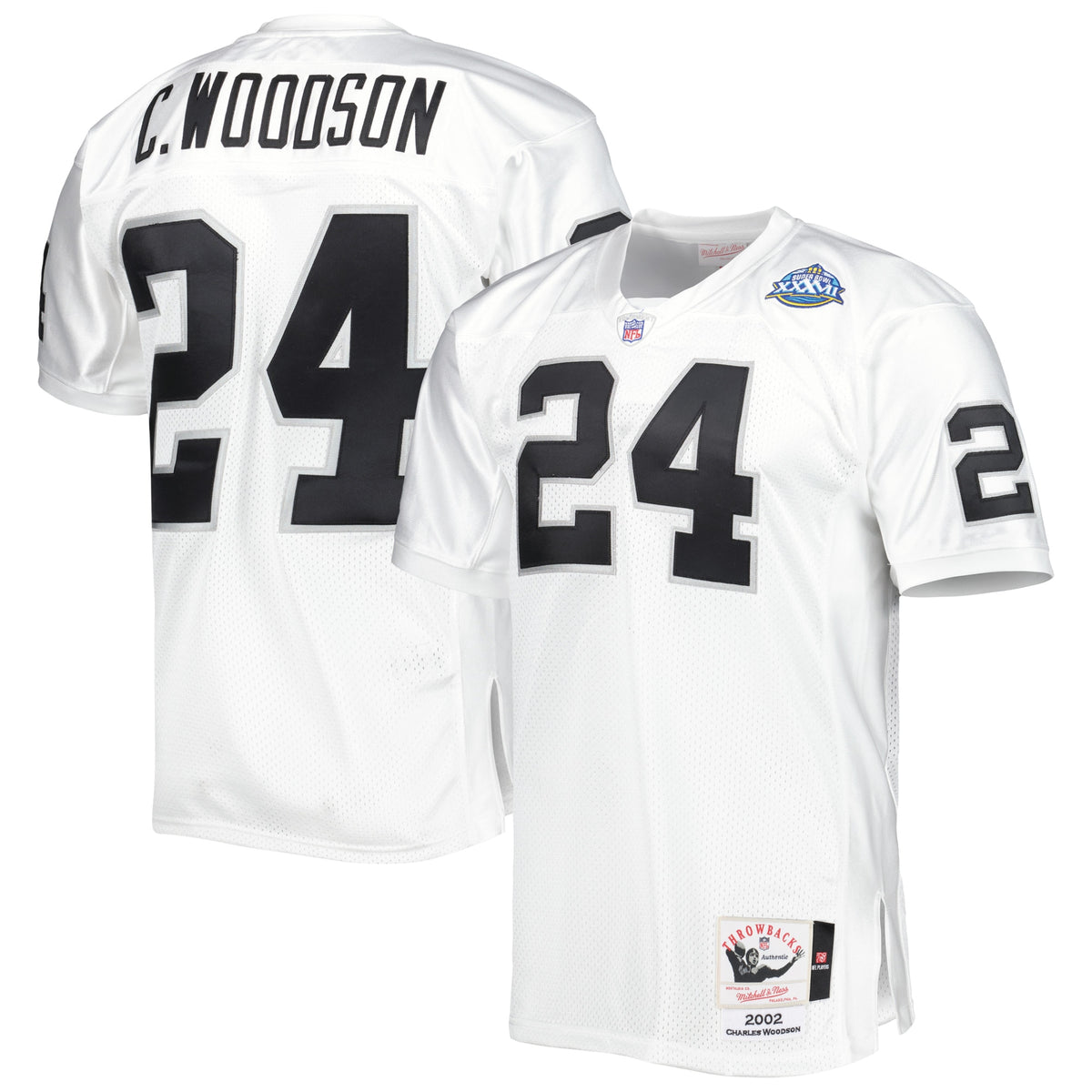 Charles Woodson Las Vegas Raiders Mitchell   Ness 2002 Super Bowl XXXVII Authentic Retired Player Jersey   White