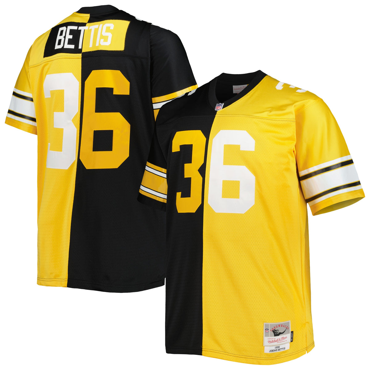 Jerome Bettis Pittsburgh Steelers Mitchell   Ness Big   Tall Split Legacy Retired Player Replica Jersey   Black/Gold