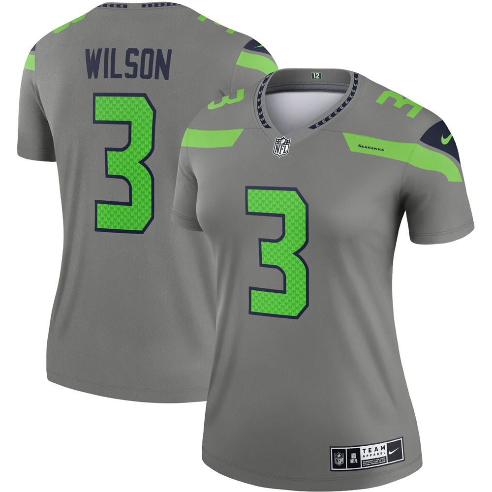 Women s Seattle Seahawks Russell Wilson Inverted Legend Jersey Gray