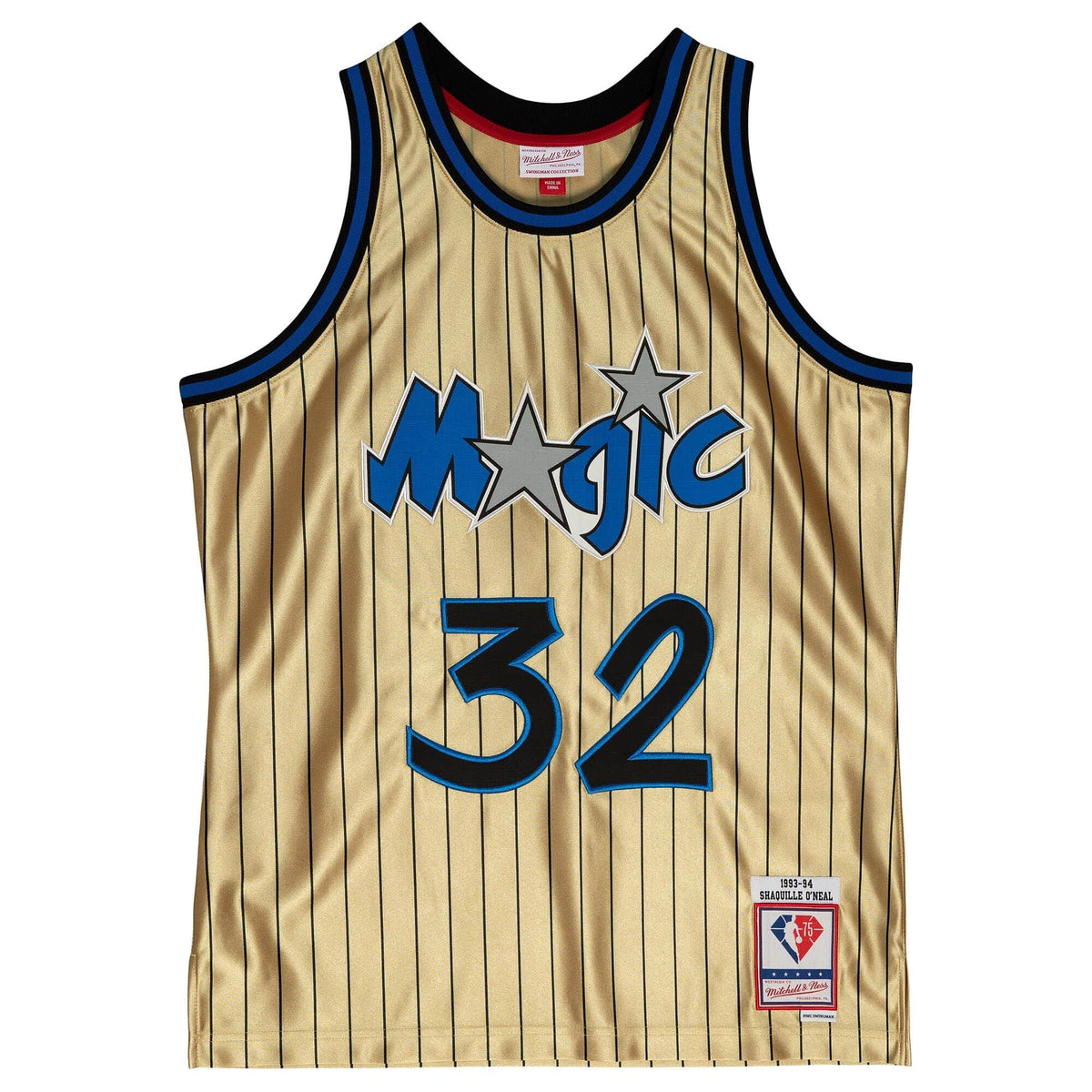 75th Anniversary Gold Swingman Shaquille O'Neal Orlando Magic 1993-94 Jersey