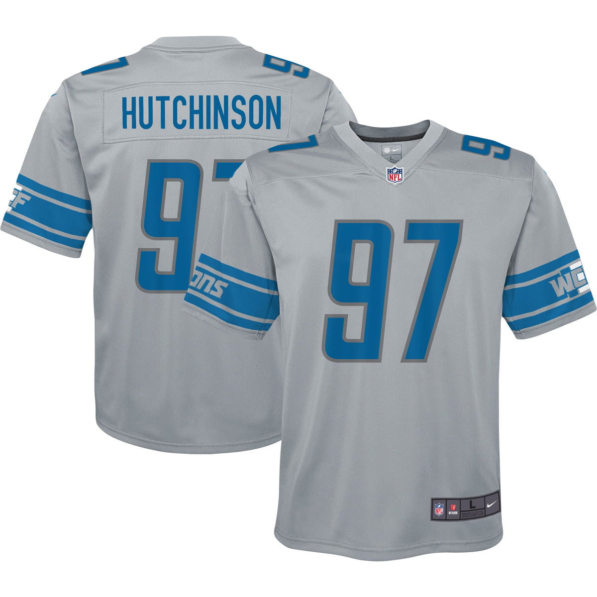 Aidan Hutchinson Detroit Lions Nike Youth Inverted Game Jersey   Silver