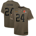 Youth Nike Nick Chubb Olive Cleveland Browns 2022 Salute To Service Player Limited Jersey