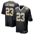 Men s Nike Marshon Lattimore Black New Orleans Saints Game Jersey