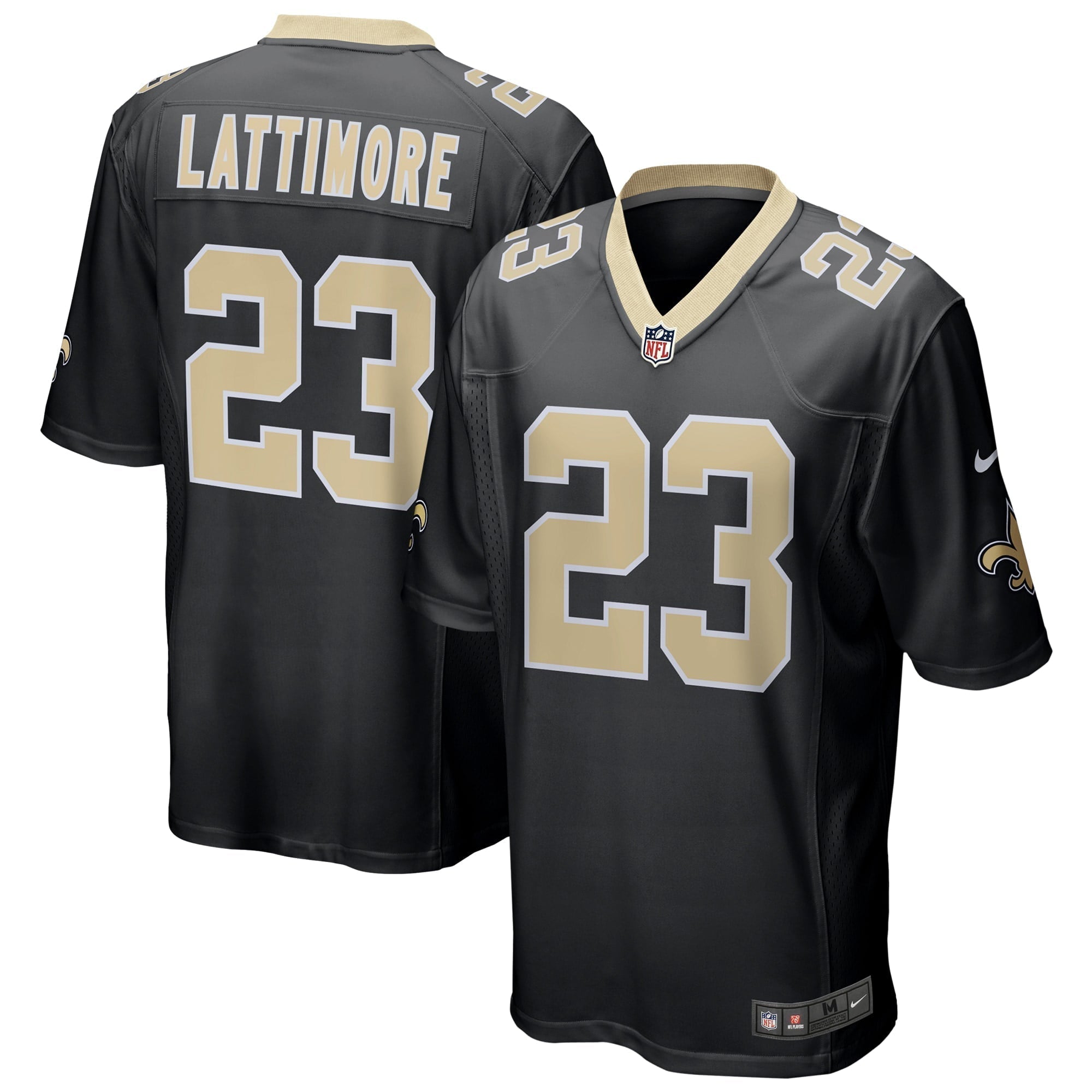 Men s Nike Marshon Lattimore Black New Orleans Saints Game Jersey