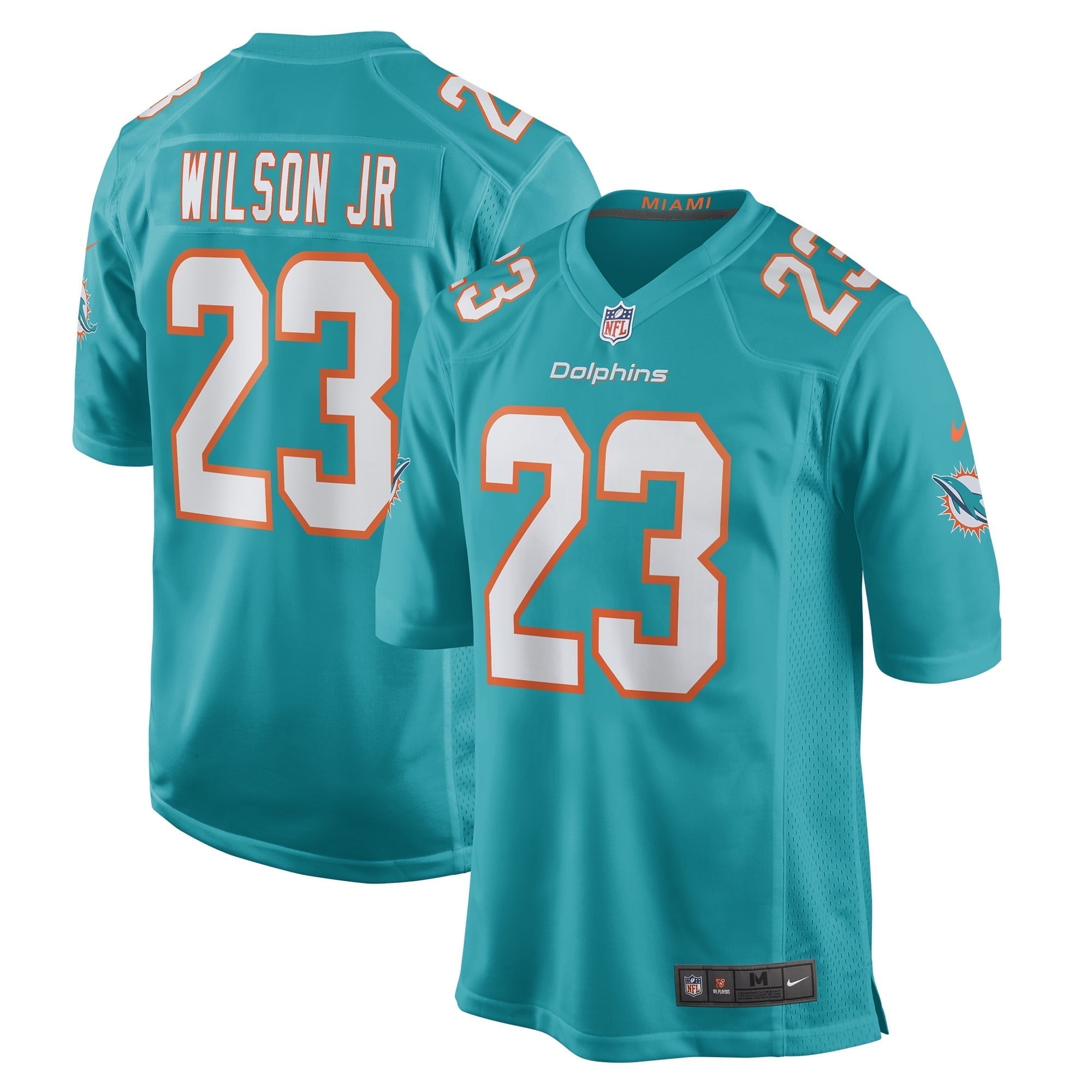 Men s Nike Jeff Wilson Jr. Aqua Miami Dolphins Game Player Jersey