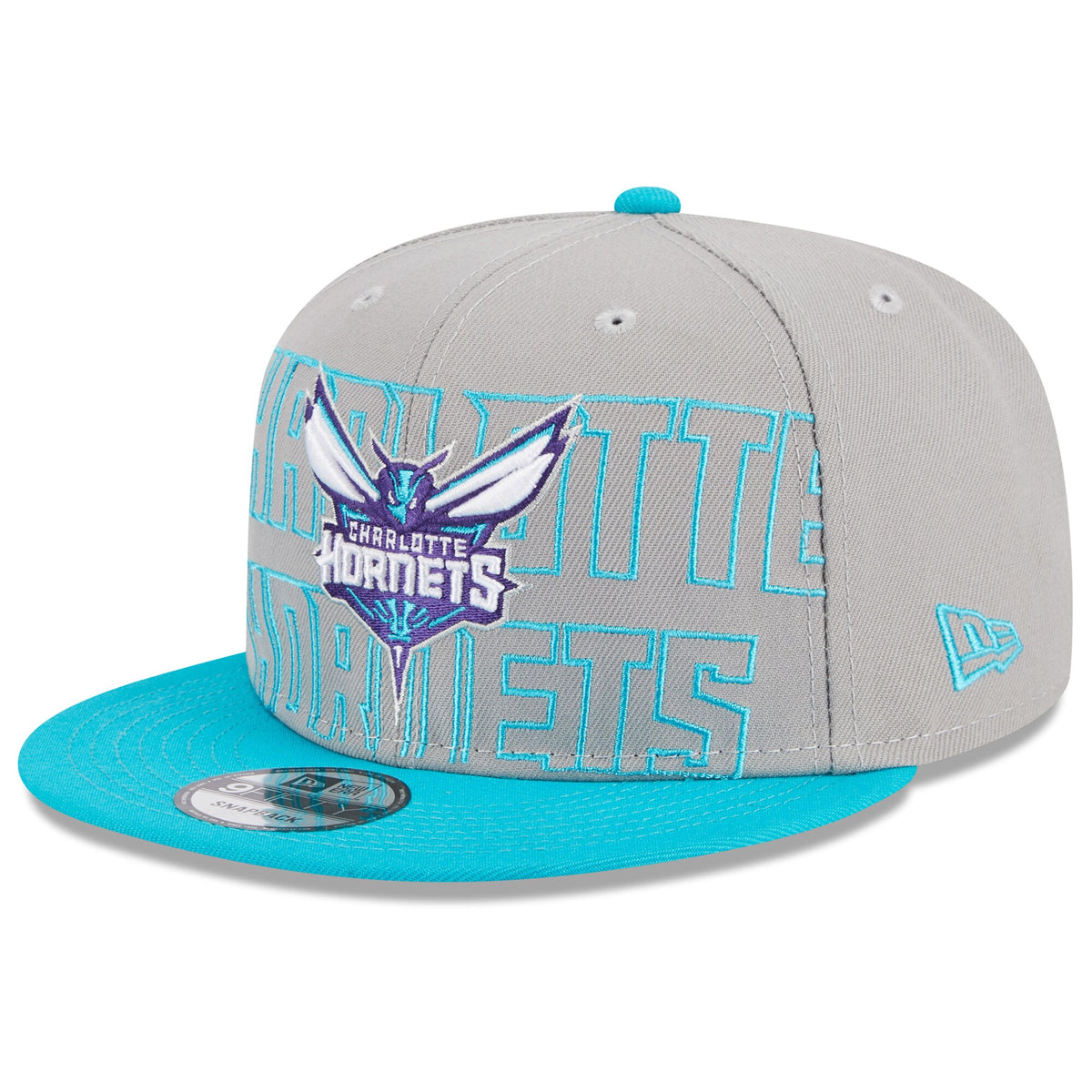 Charlotte Hornets New Era 2023 NBA Draft Two-Tone 9FIFTY Snapback Hat - Gray/Teal