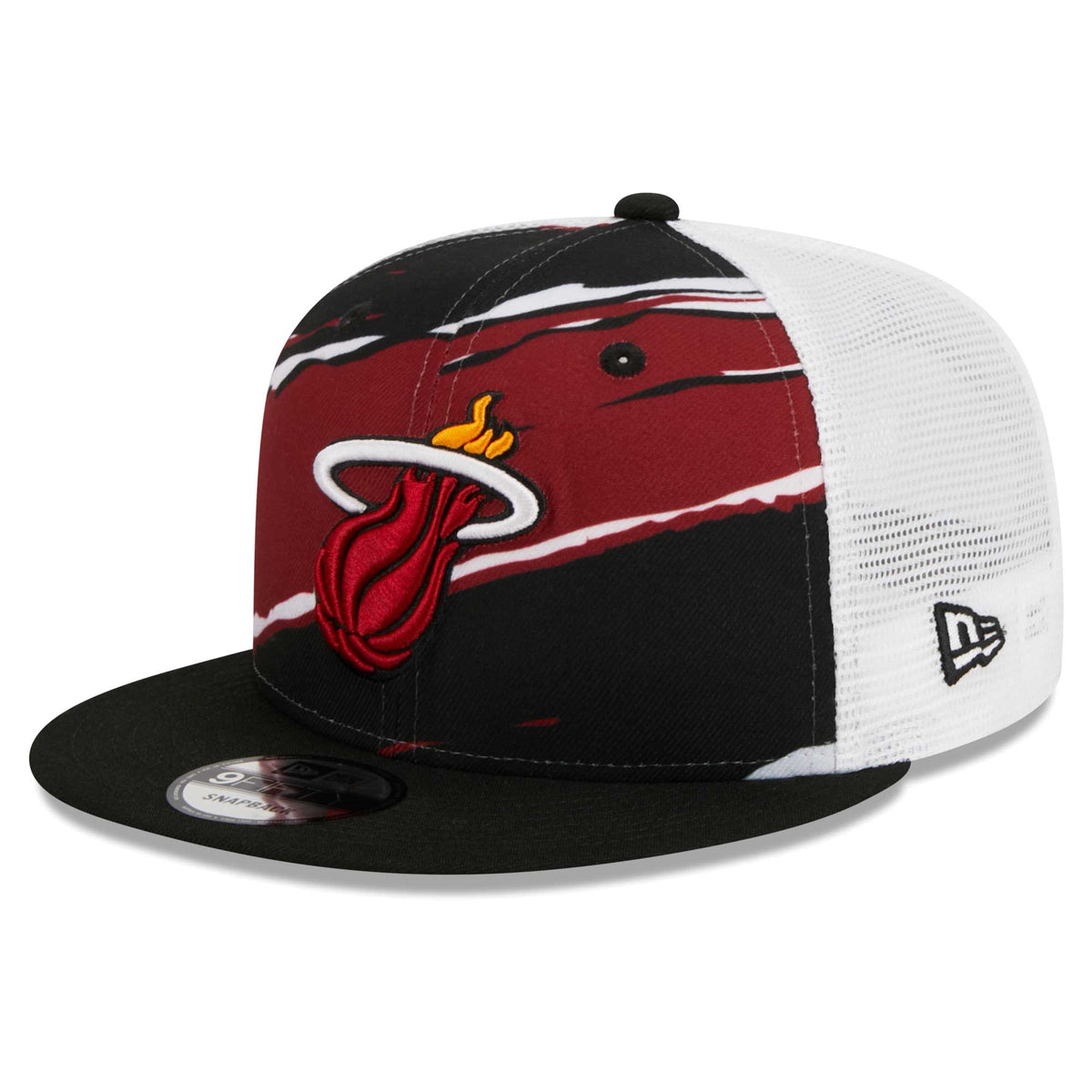 Miami Heat New Era Tear Trucker 9FIFTY Adjustable Hat - Black/White