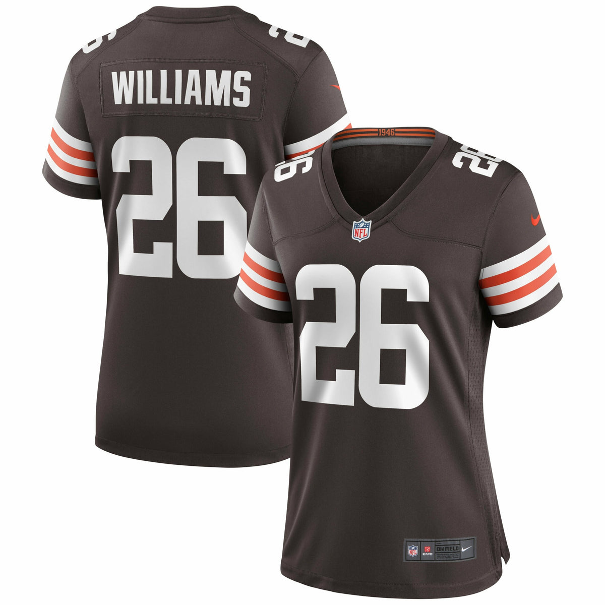 Women s Nike Greedy Williams Brown Cleveland Browns Game Jersey