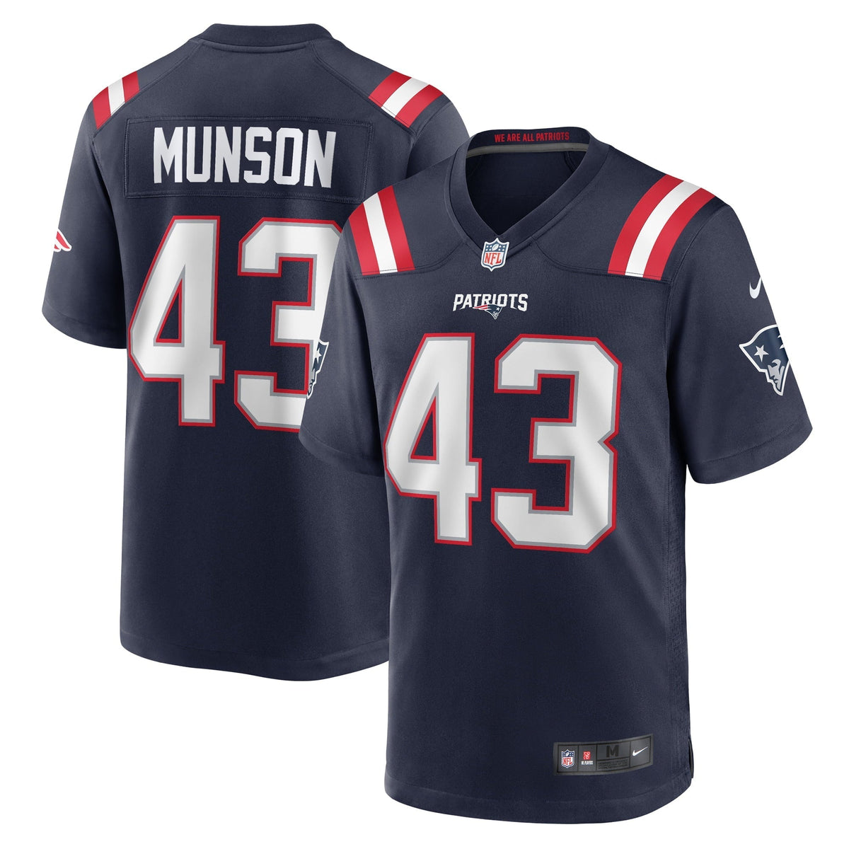 Men s Nike Calvin Munson Navy New England Patriots Home Game Player Jersey