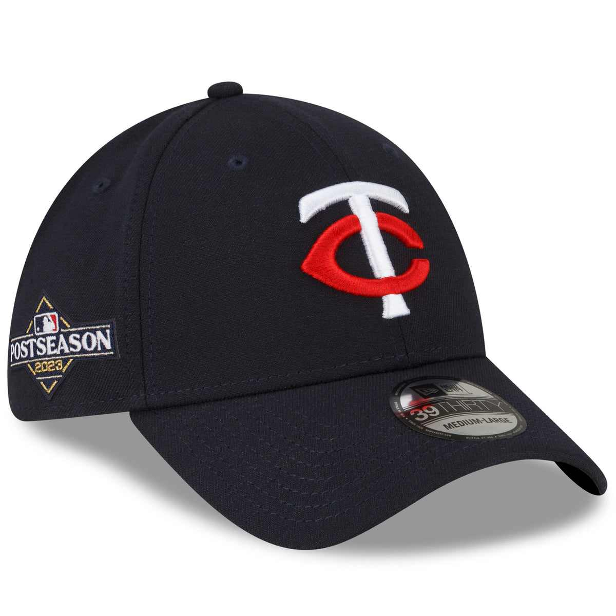 Minnesota Twins New Era 2023 Postseason Side Patch 39THIRTY Flex Hat Navy