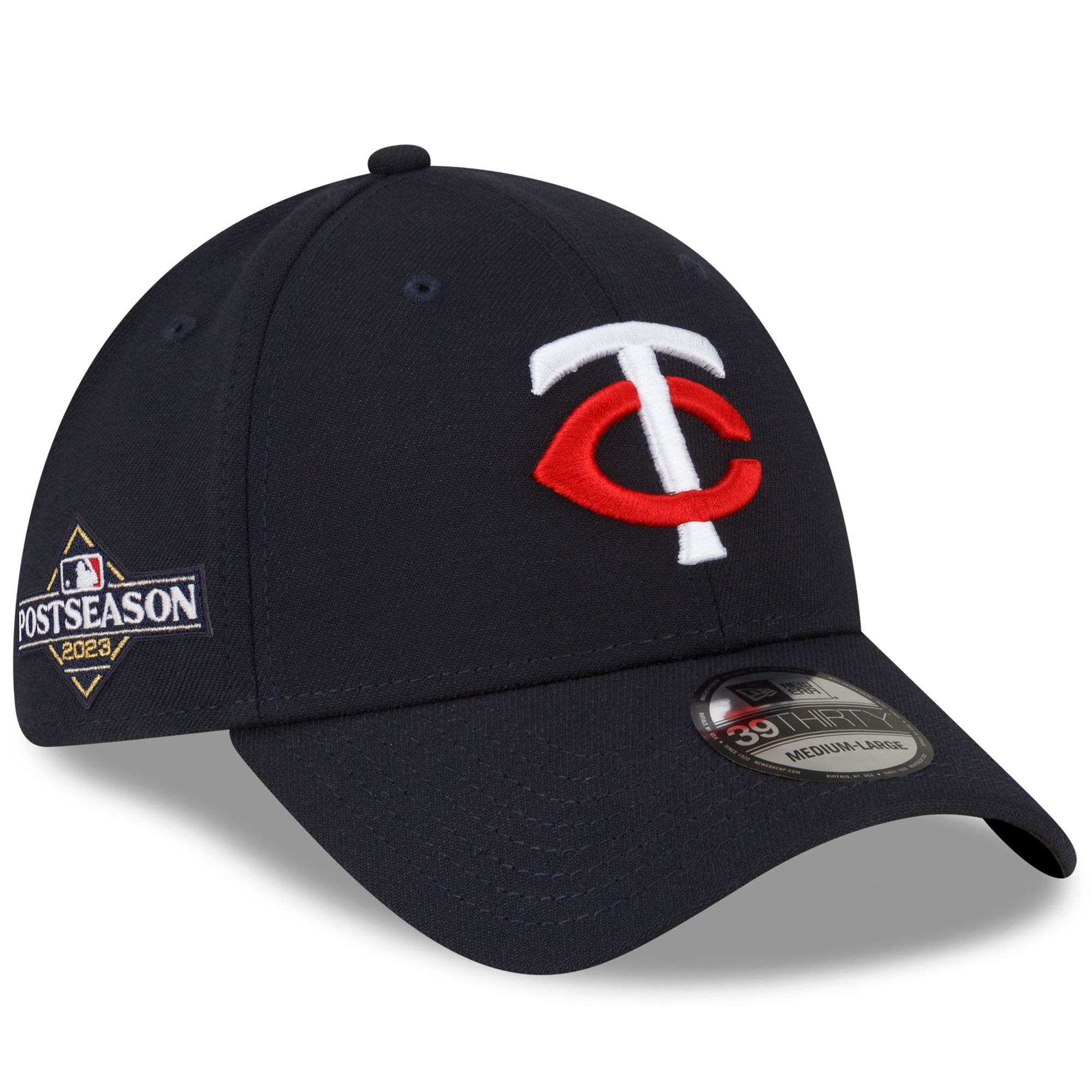 Minnesota Twins New Era 2023 Postseason Side Patch 39THIRTY Flex Hat Navy
