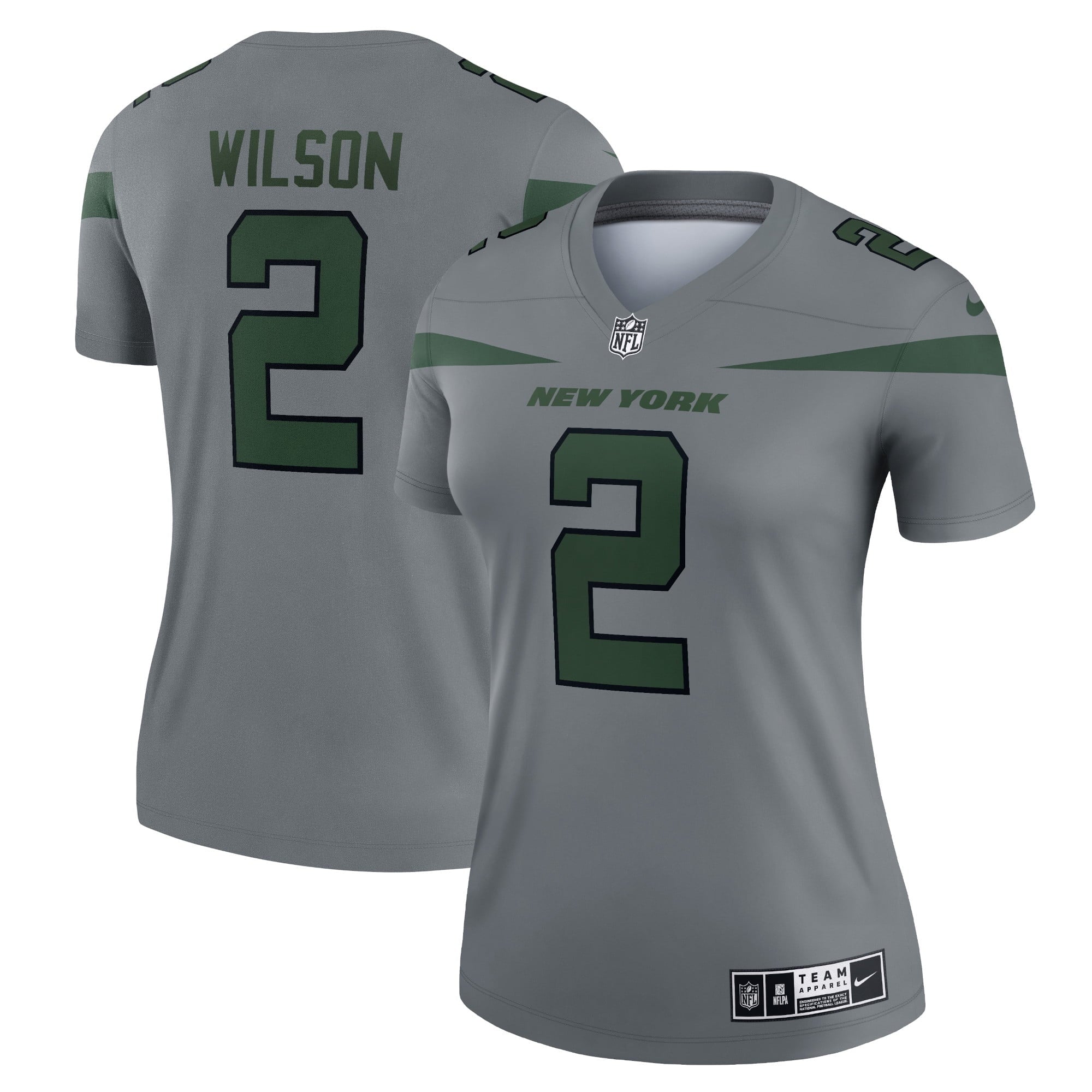 Women s Nike Zach Wilson Gray New York Jets Inverted Legend Jersey