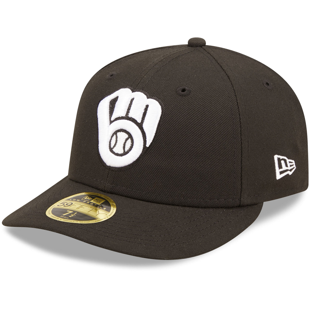 Milwaukee Brewers New Era Black & White Low Profile 59FIFTY Fitted Hat