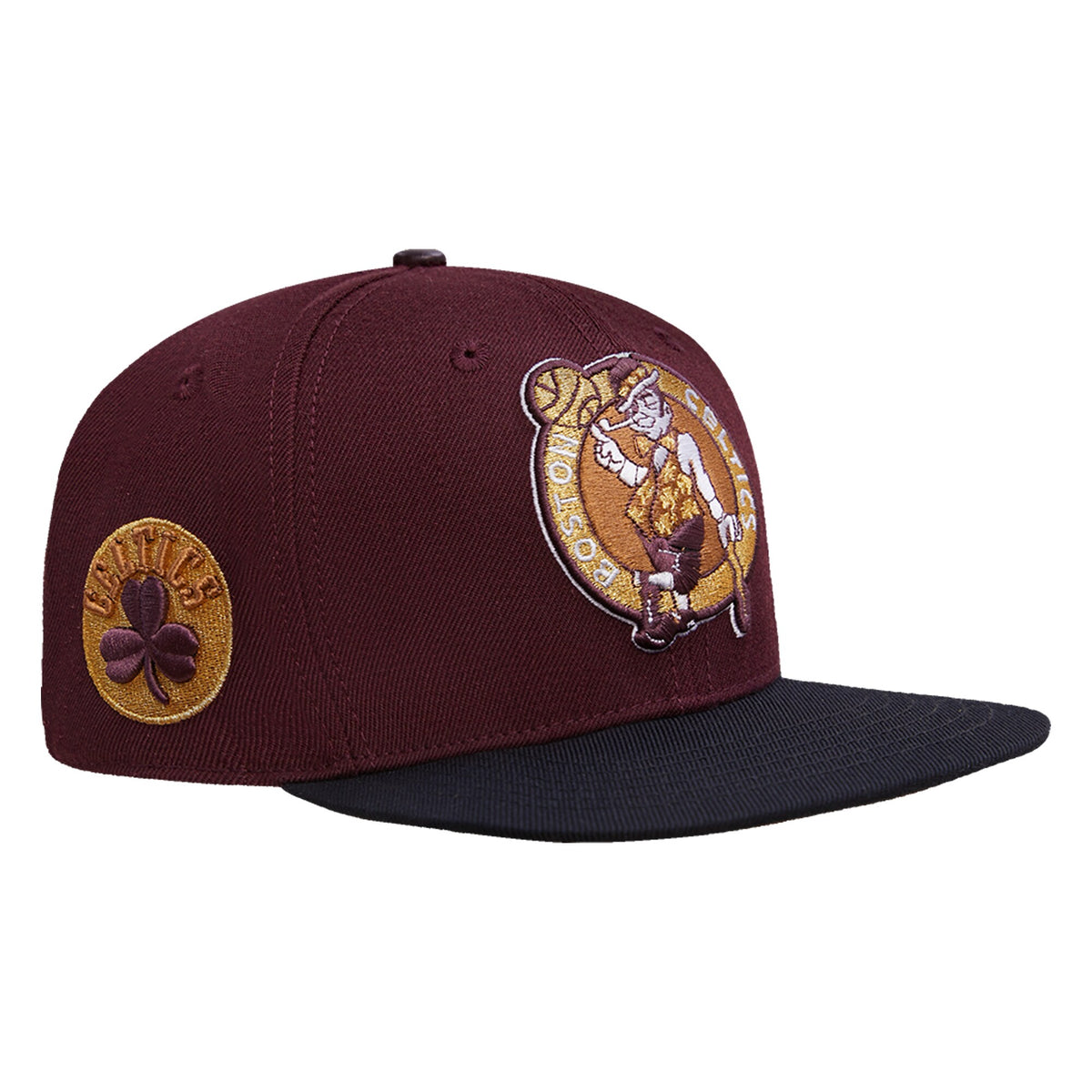 Boston Celtics Pro Standard Gold Rush 2-Tone Snapback Hat - Maroon/Black