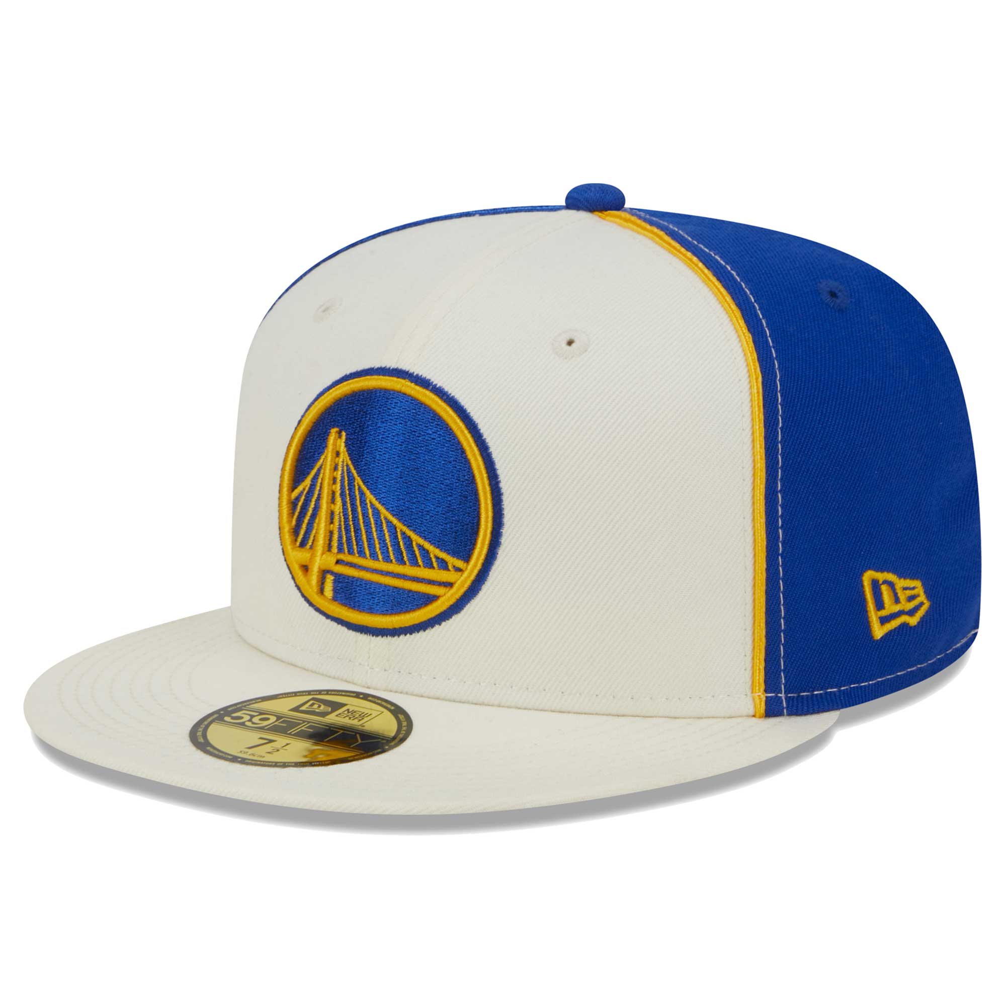Golden State Warriors New Era Piped Pop Panel 59FIFTY Fitted Hat - Cream