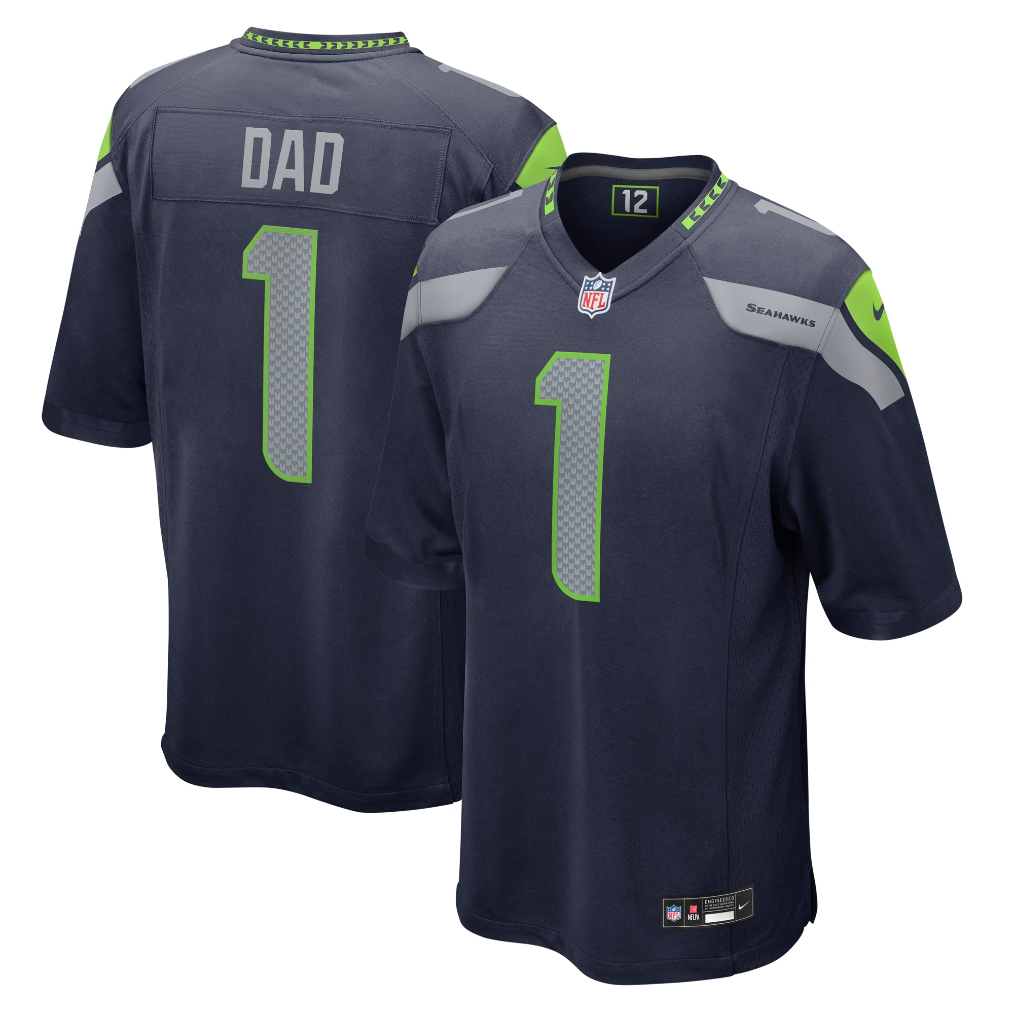 Number 1 Dad Seattle Seahawks Nike Game Jersey College Navy