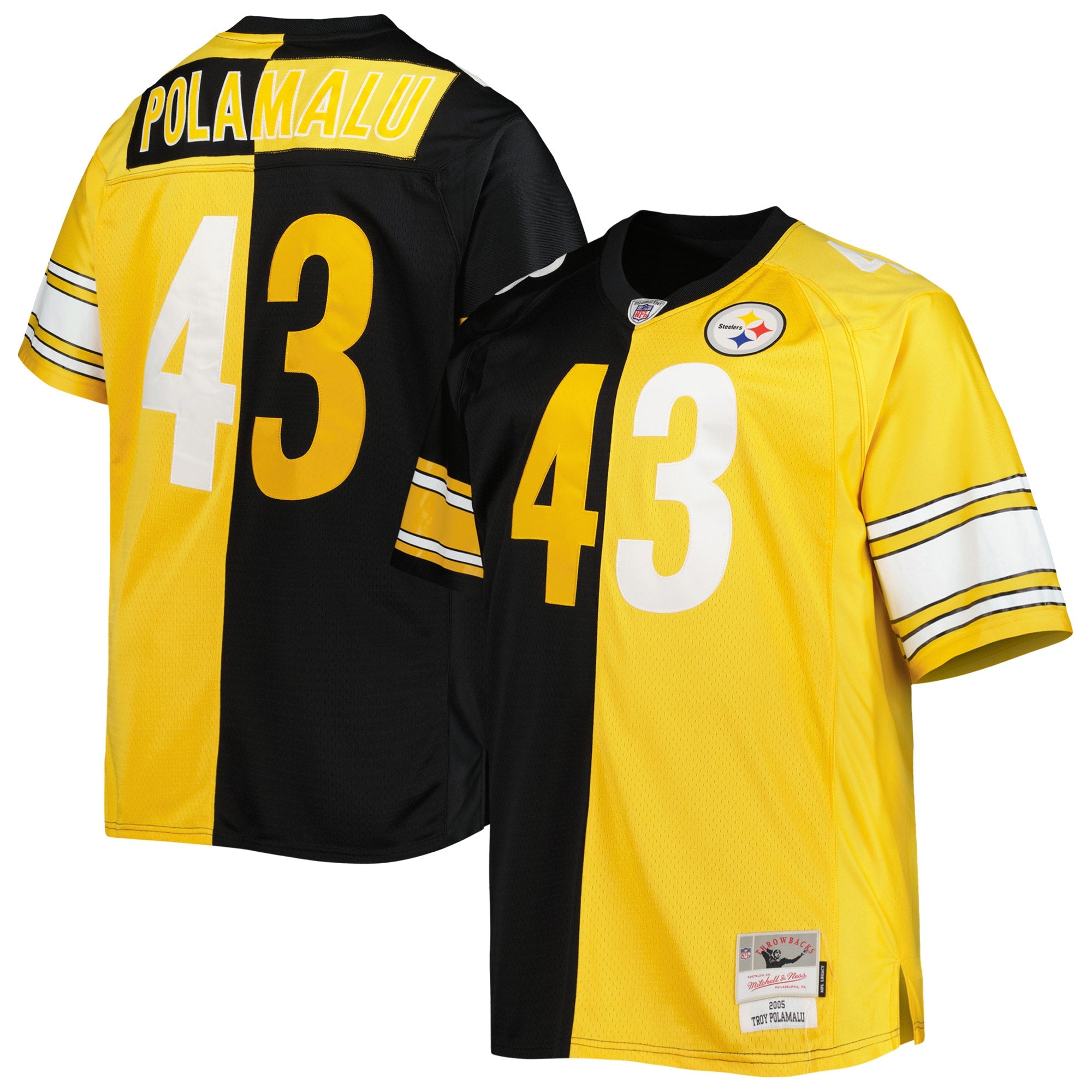 Troy Polamalu Pittsburgh Steelers Mitchell   Ness Big   Tall Split Legacy Retired Player Replica Jersey   Black/Gold