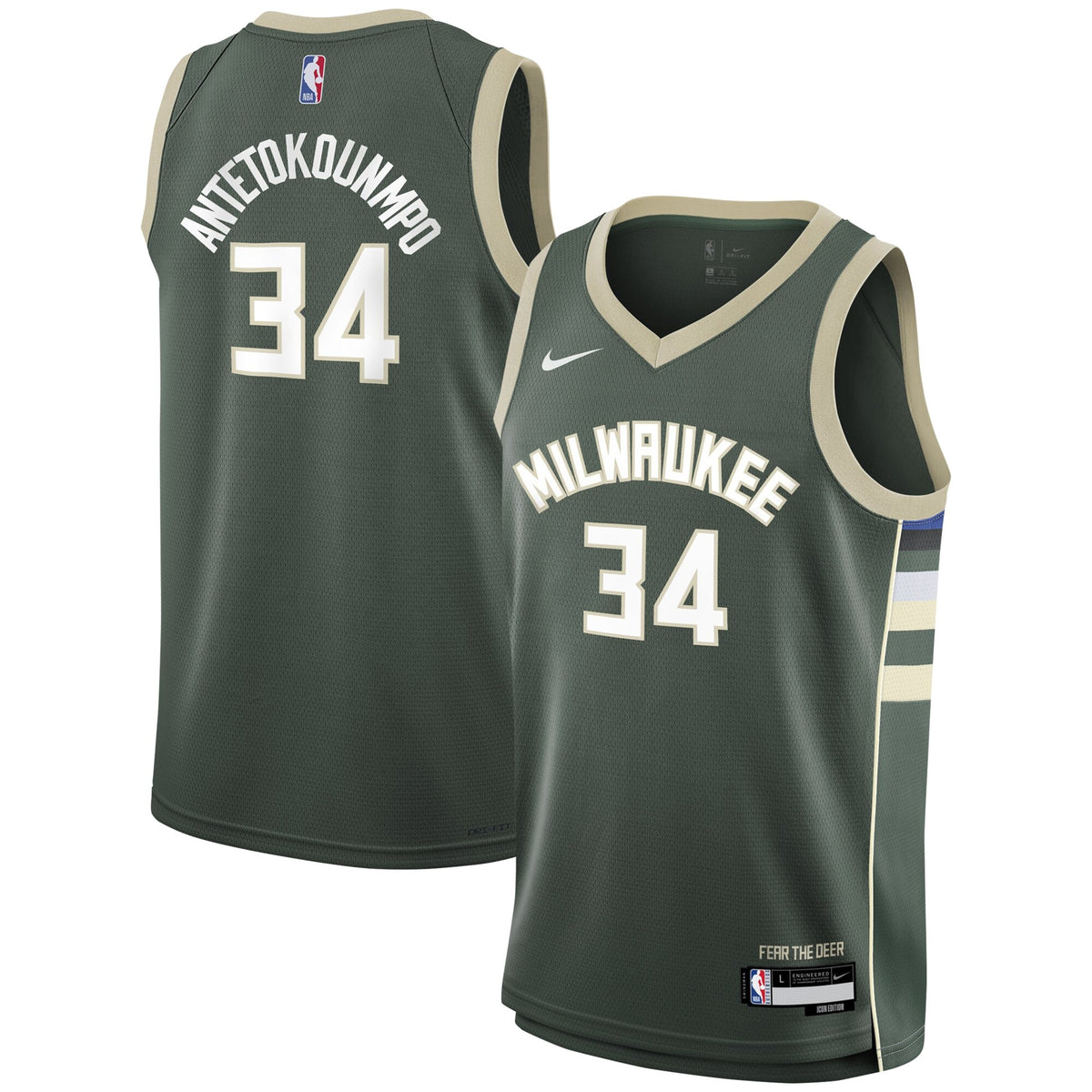 Giannis Antetokounmpo Milwaukee Bucks Nike Youth Swingman Jersey - Icon Edition - Hunter Green