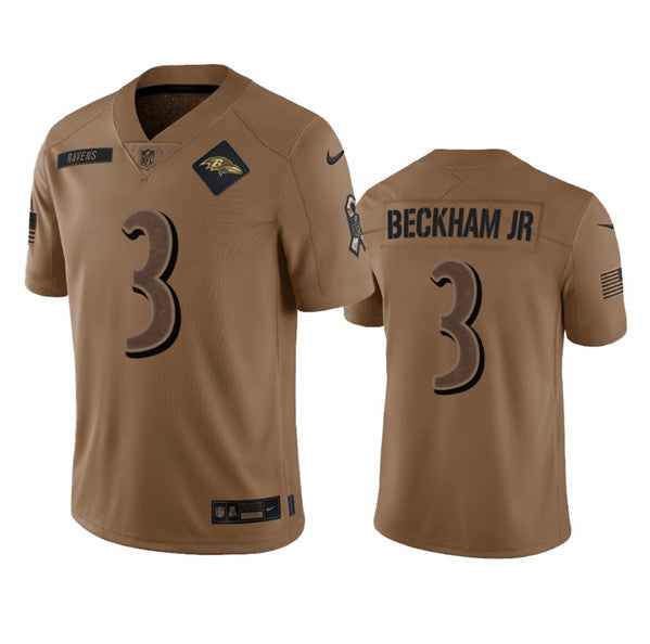 Men s Baltimore Ravens Odell Beckham Jr. 2023 Brown Salute To Service Limited Stitched Jersey