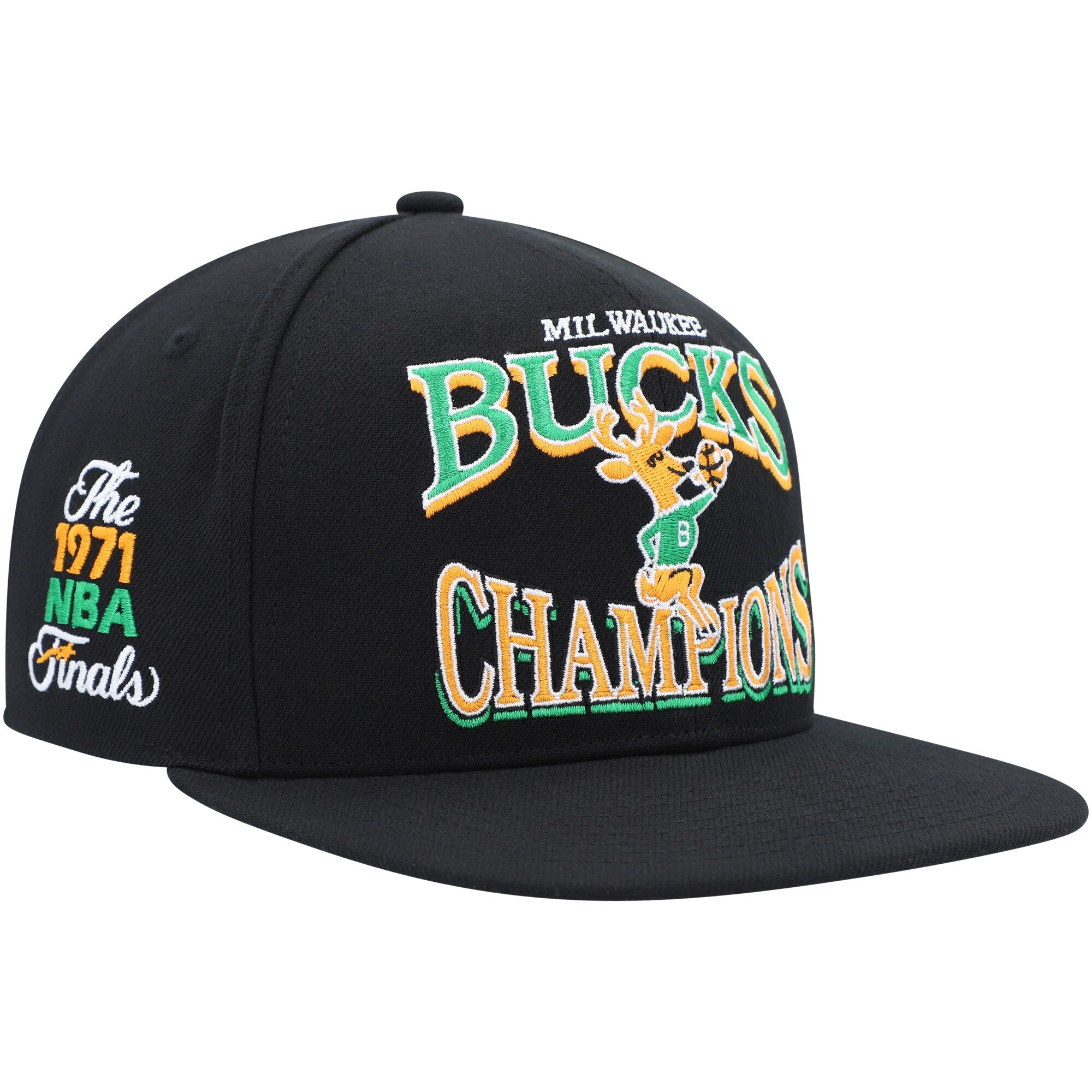 Milwaukee Bucks Mitchell & Ness Hardwood Classics SOUL Champions Era Diamond Snapback Hat - Black