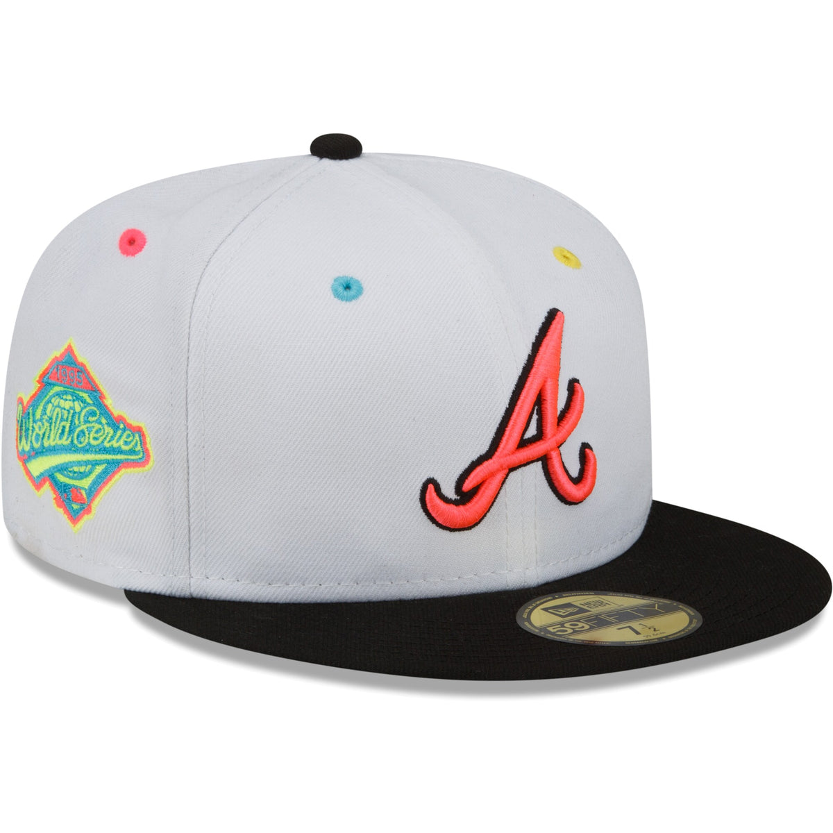 Atlanta Braves New Era 1995 World Series Champions Neon Eye 59FIFTY Fitted Hat - White/Black