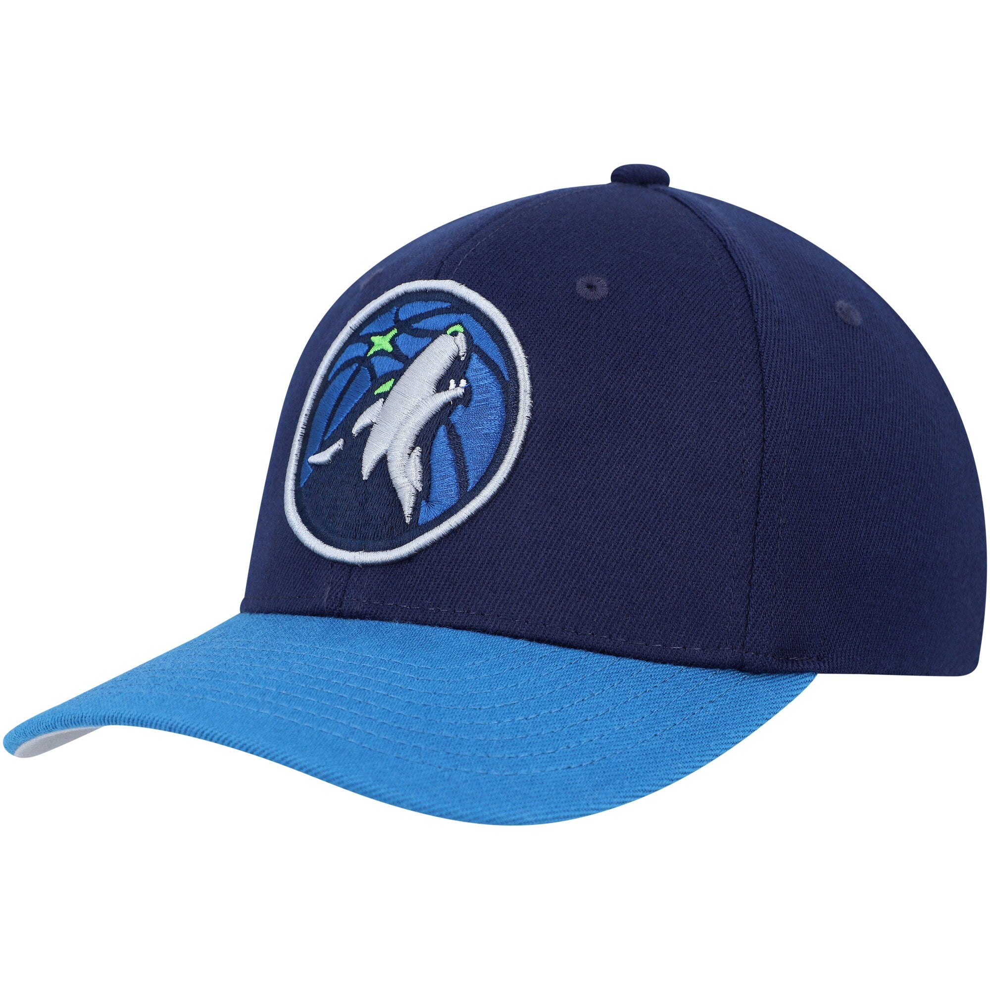 Minnesota Timberwolves Mitchell & Ness MVP Team Two-Tone 2.0 Stretch-Snapback Hat - Navy/Blue