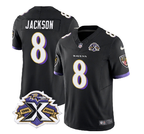 Men s Baltimore Ravens Lamar Jackson Black 2023 F.U.S.E With Patch Throwback Vapor Limited Stitched Jersey