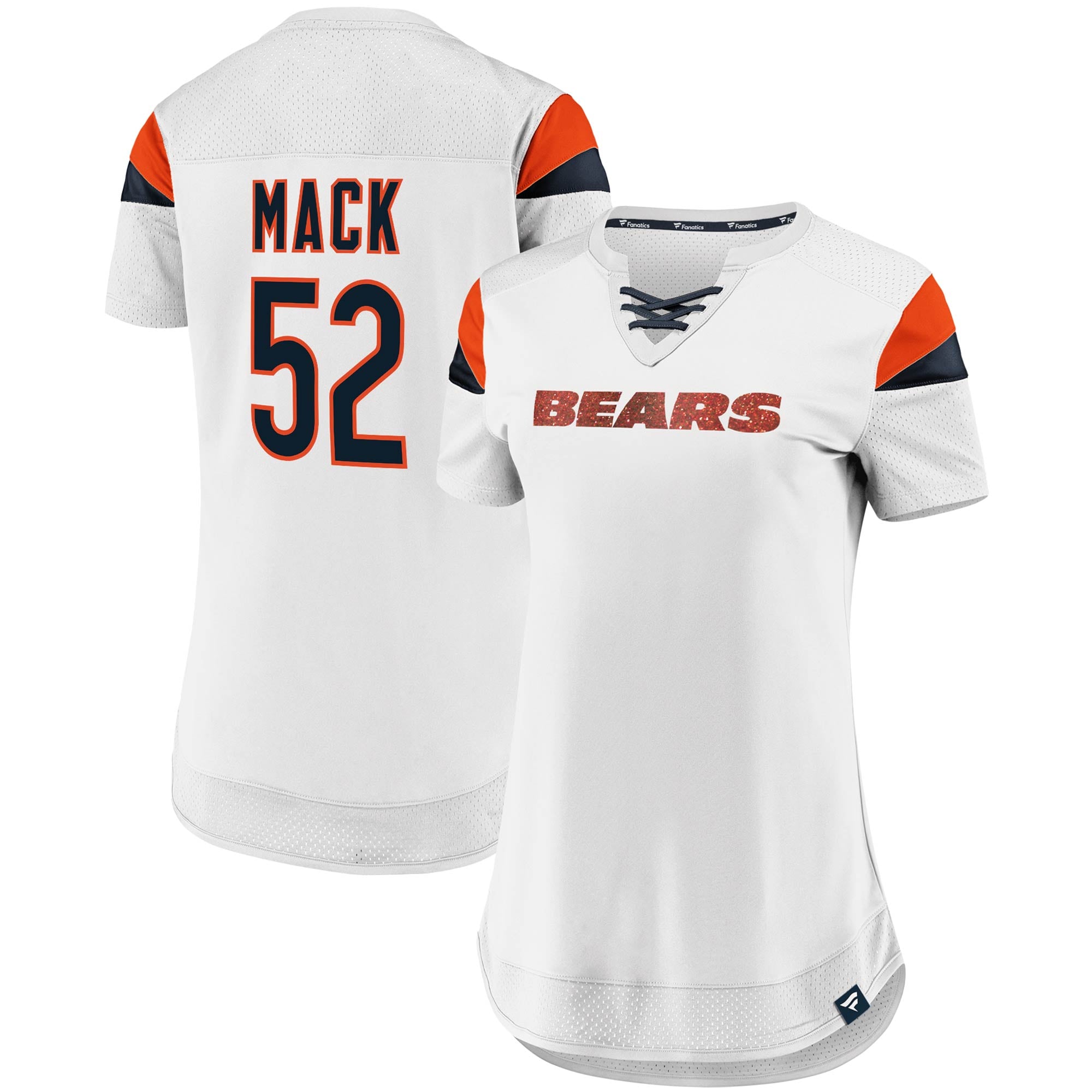 Women s Fanatics Branded Khalil Mack White Chicago Bears Athena Name   Number Fashion Top