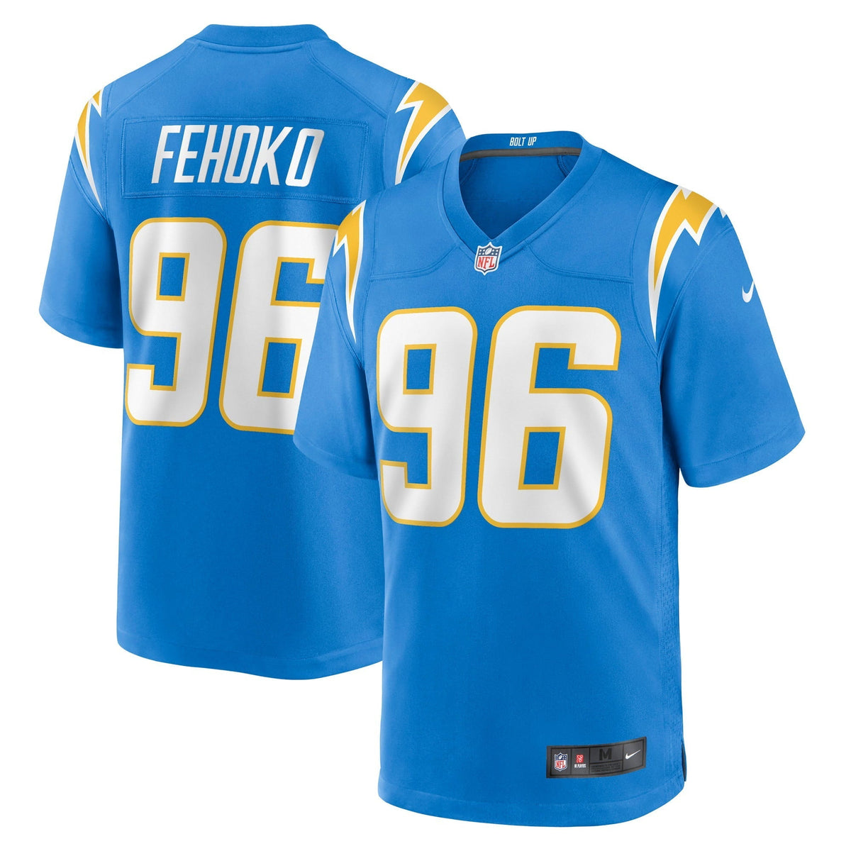 Men s Nike Breiden Fehoko Powder Blue Los Angeles Chargers Game Player Jersey