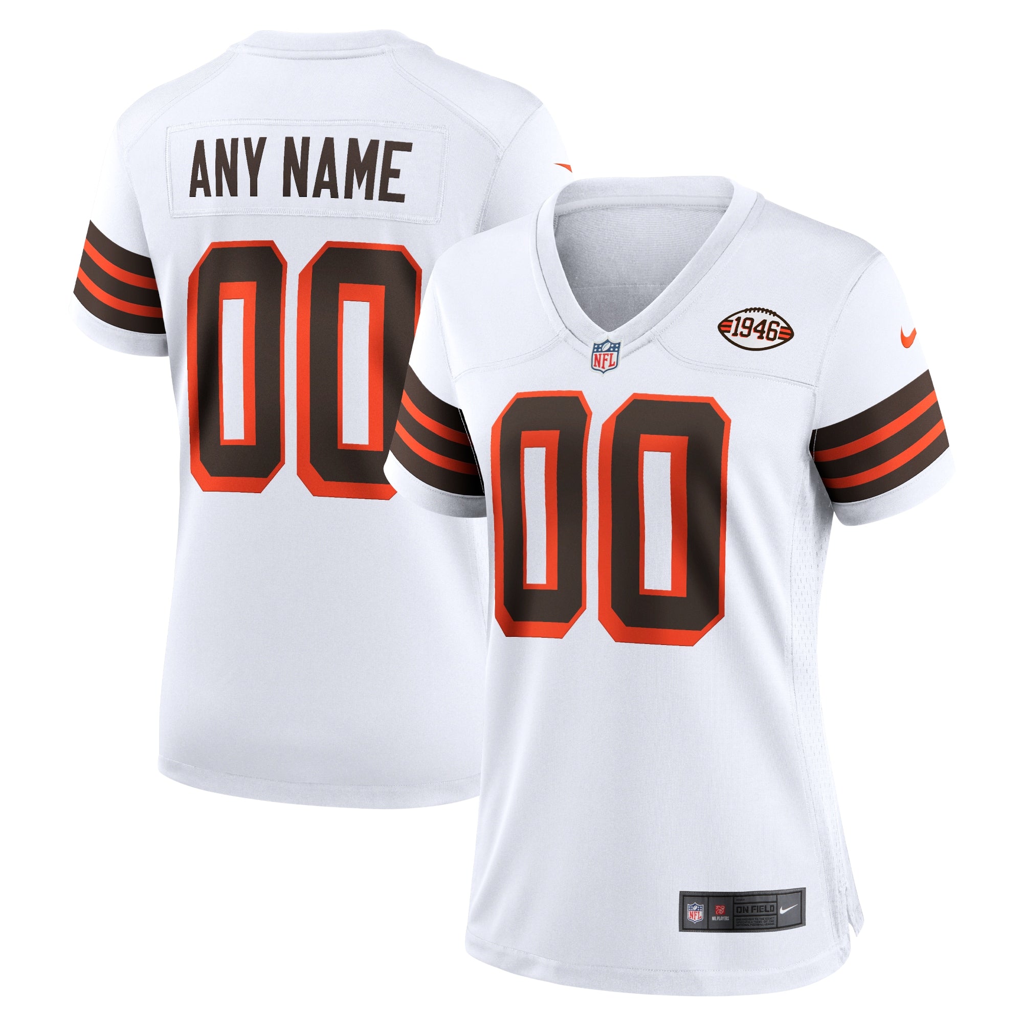 Cleveland Browns Nike Women s 1946 Collection Alternate Custom Jersey   White